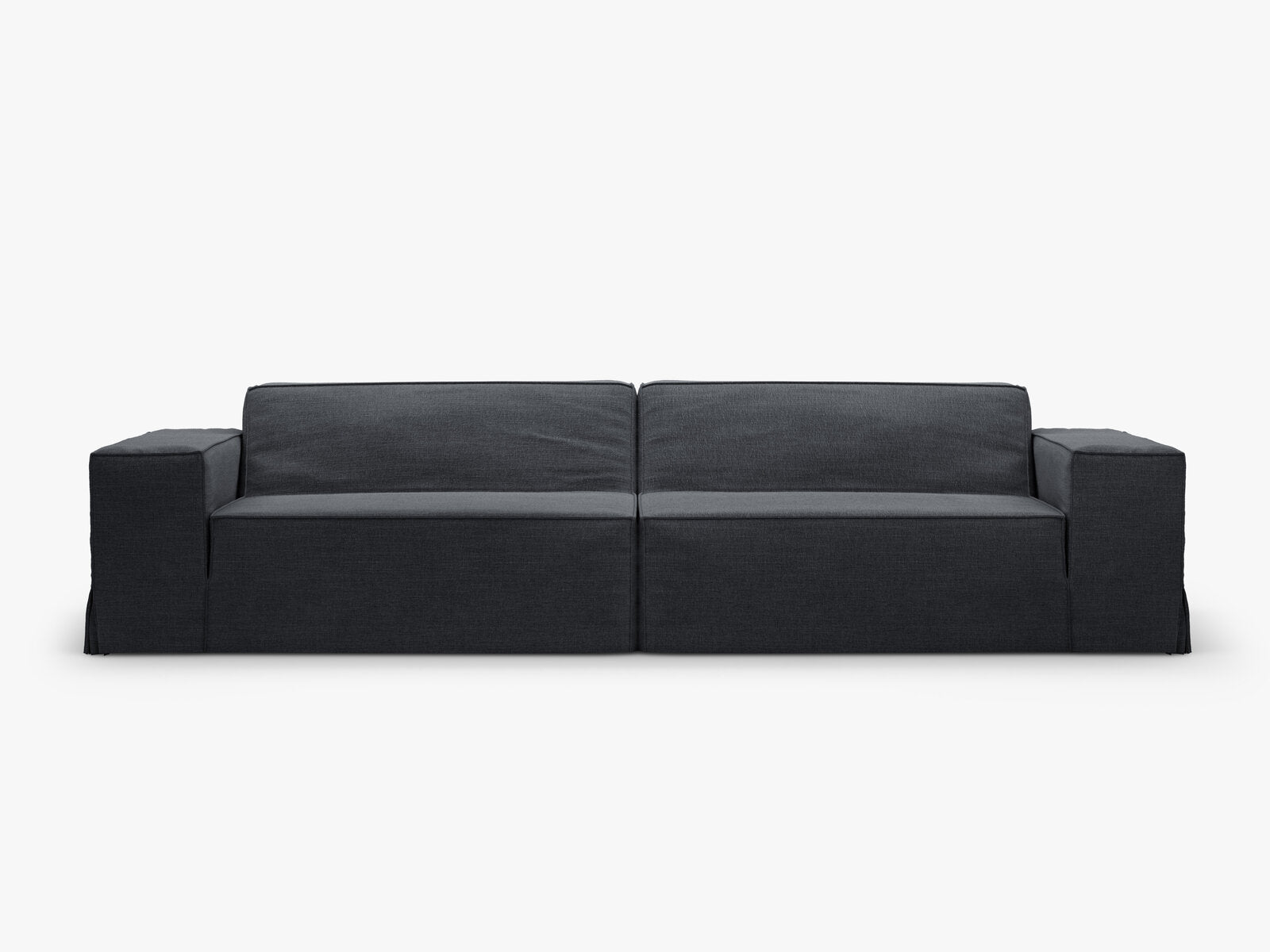 Micadoni Sofa Ersatzbezug Jodie 4-Sitzer Strukturierter Stoff Lins Grau und Blau