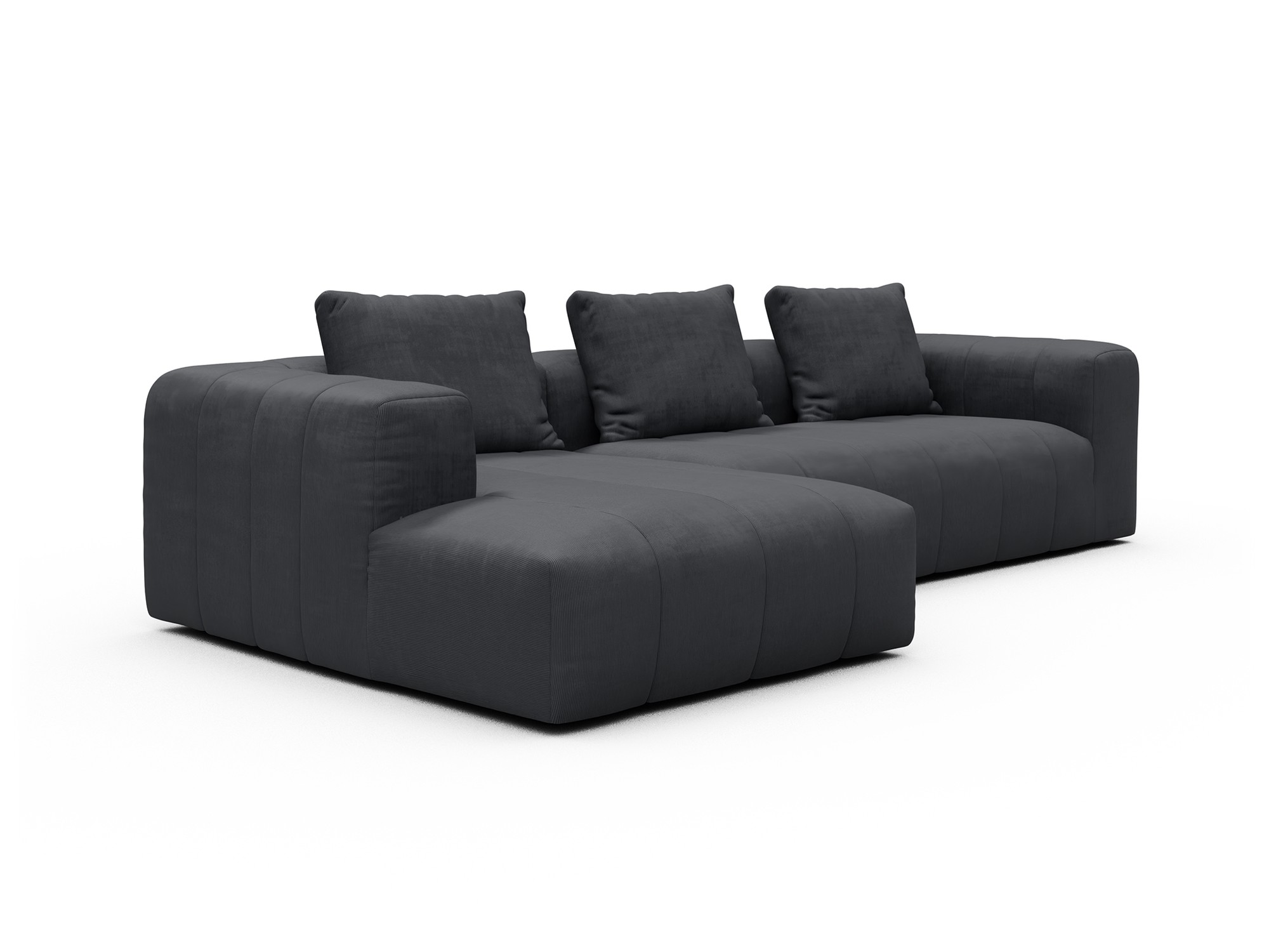 Hugo 2,5-Sitzer Armlehne rechts mit Chaiselongue Cordufine-Slate-Grey moebelfaktor