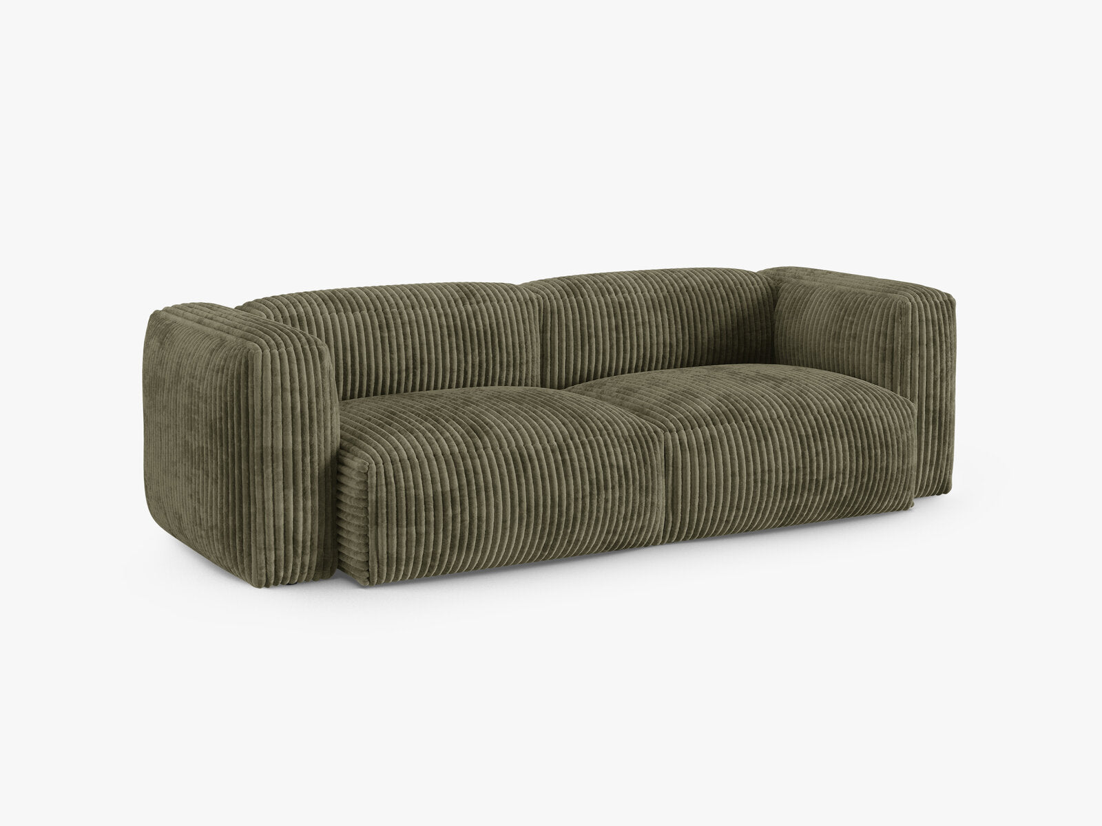 Micadoni Sofa Martina 3-Sitzer 90cm Sitztiefe Kord Tilia Moßgrün