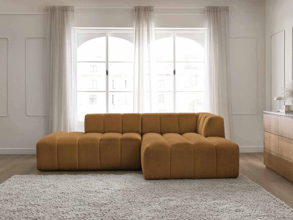 Bobochic Annecy Ecksofa Bouclé-Stoff Gelb Ecke rechts