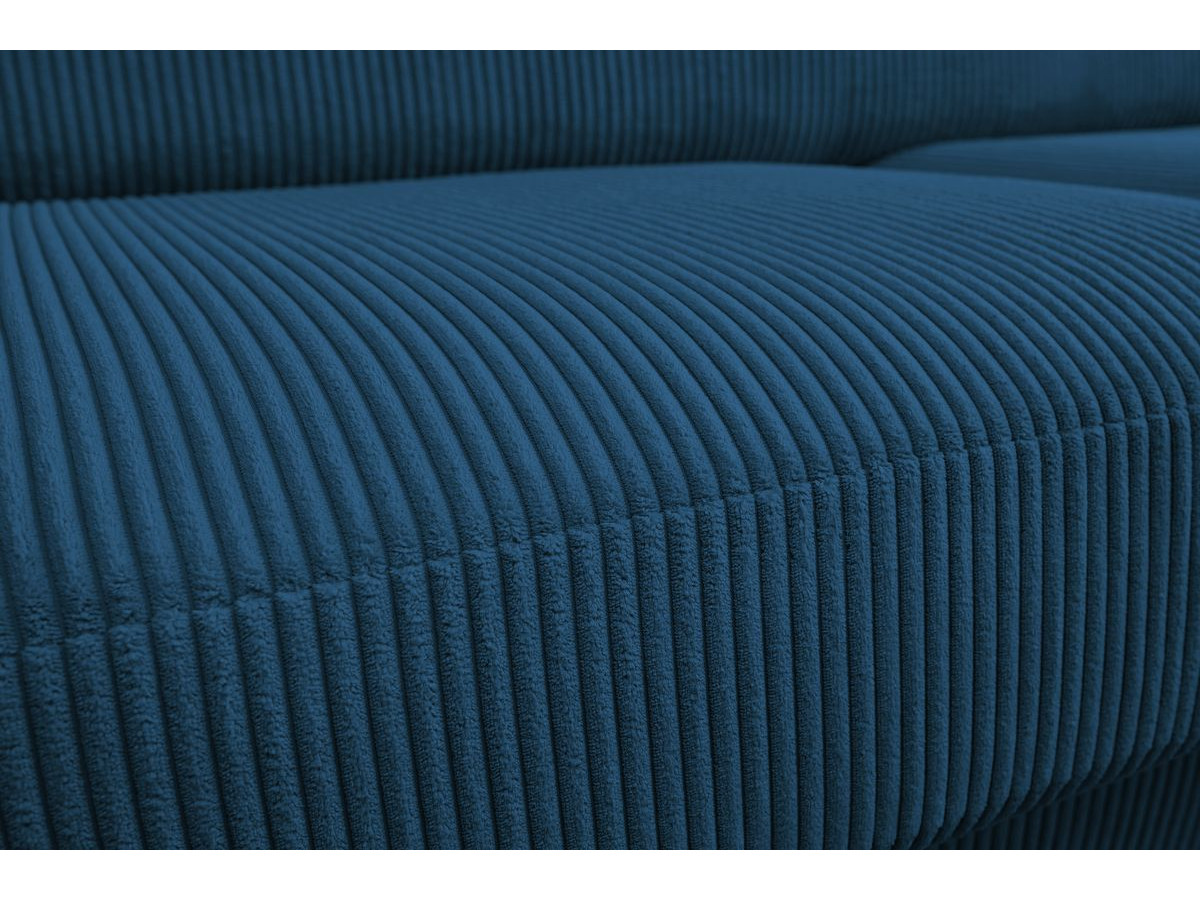 Bobochic Monaco Ecksofa mit Schlaffunktion und Bettkasten Cordsamt Dunkelblau, Liegefläche 160 × 190 cm