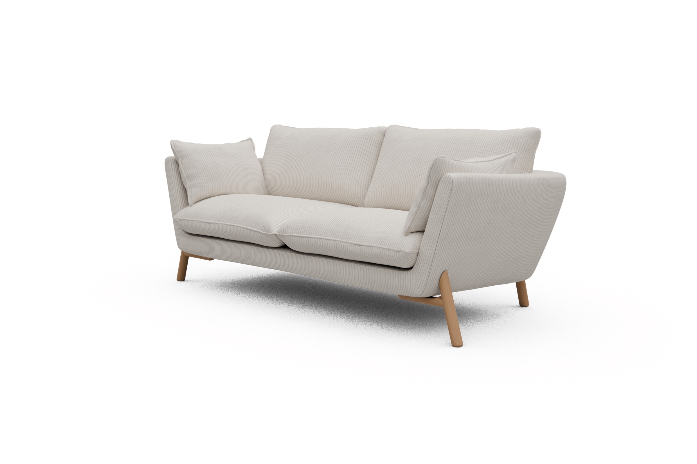 Sofa Emil 2-Sitzer Beinfarbe Eiche Natur Corduroy-Ivory