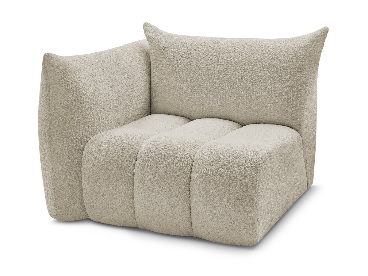 Bobochic Azra Sofamodul 1-Sitzer 117 × 112 cm Bouclé-Stoff Beige Ecke links