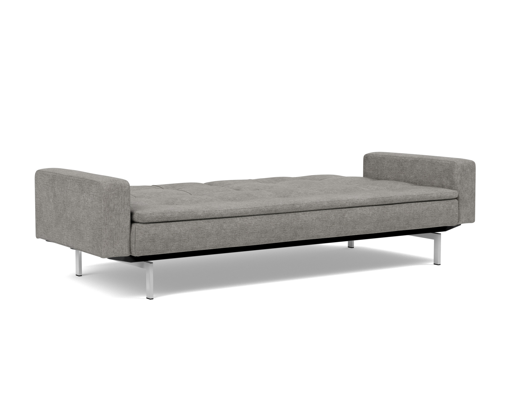 Schlafsofa Dublexo mit Armlehnen Flachgewebe Avella 282-Warm-Grey Beine Chrom