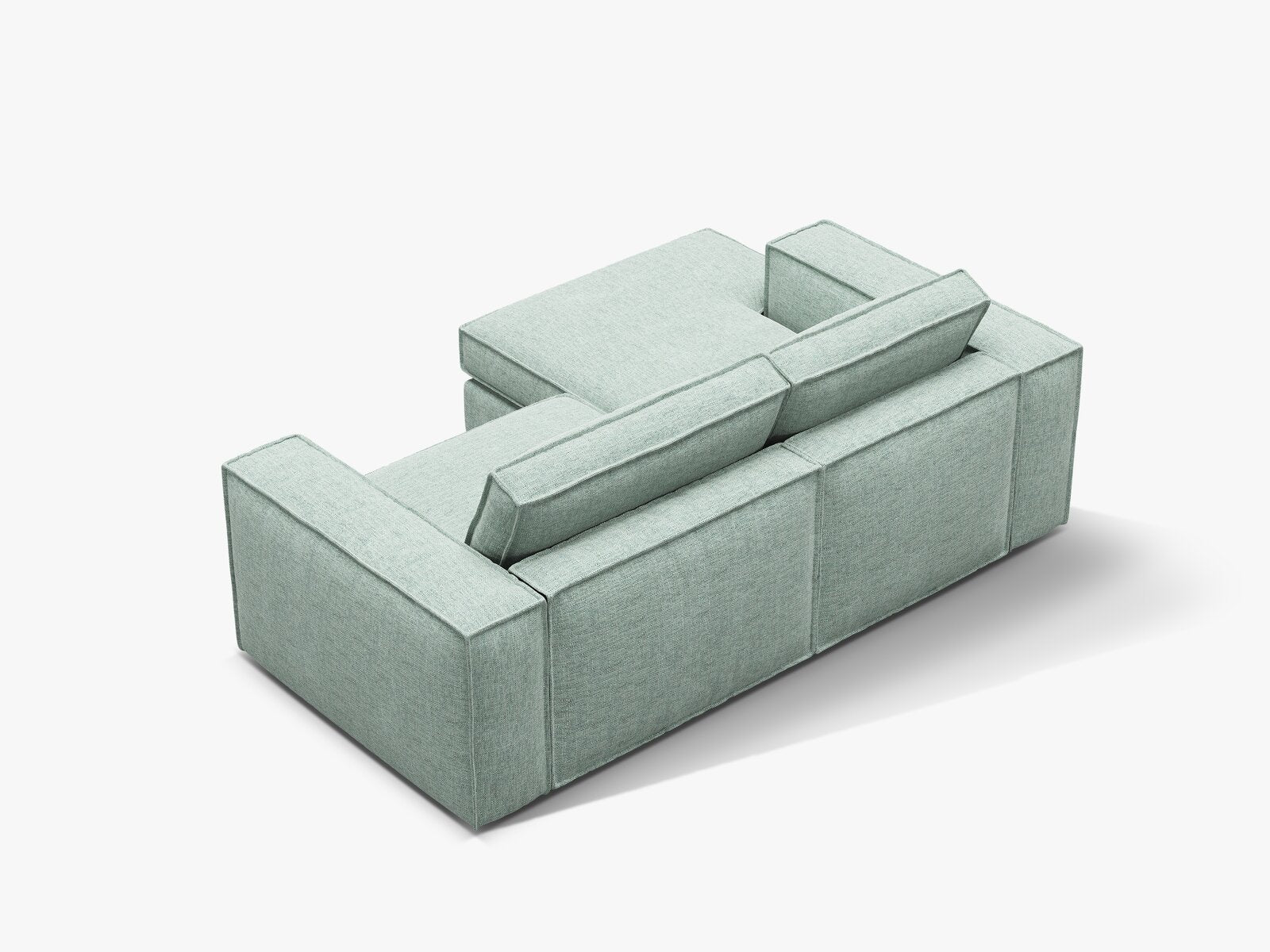 Micadoni modulares Ecksofa Pola 2-Sitzer kleine Version Links Strukturierter Stoff Babel Minze