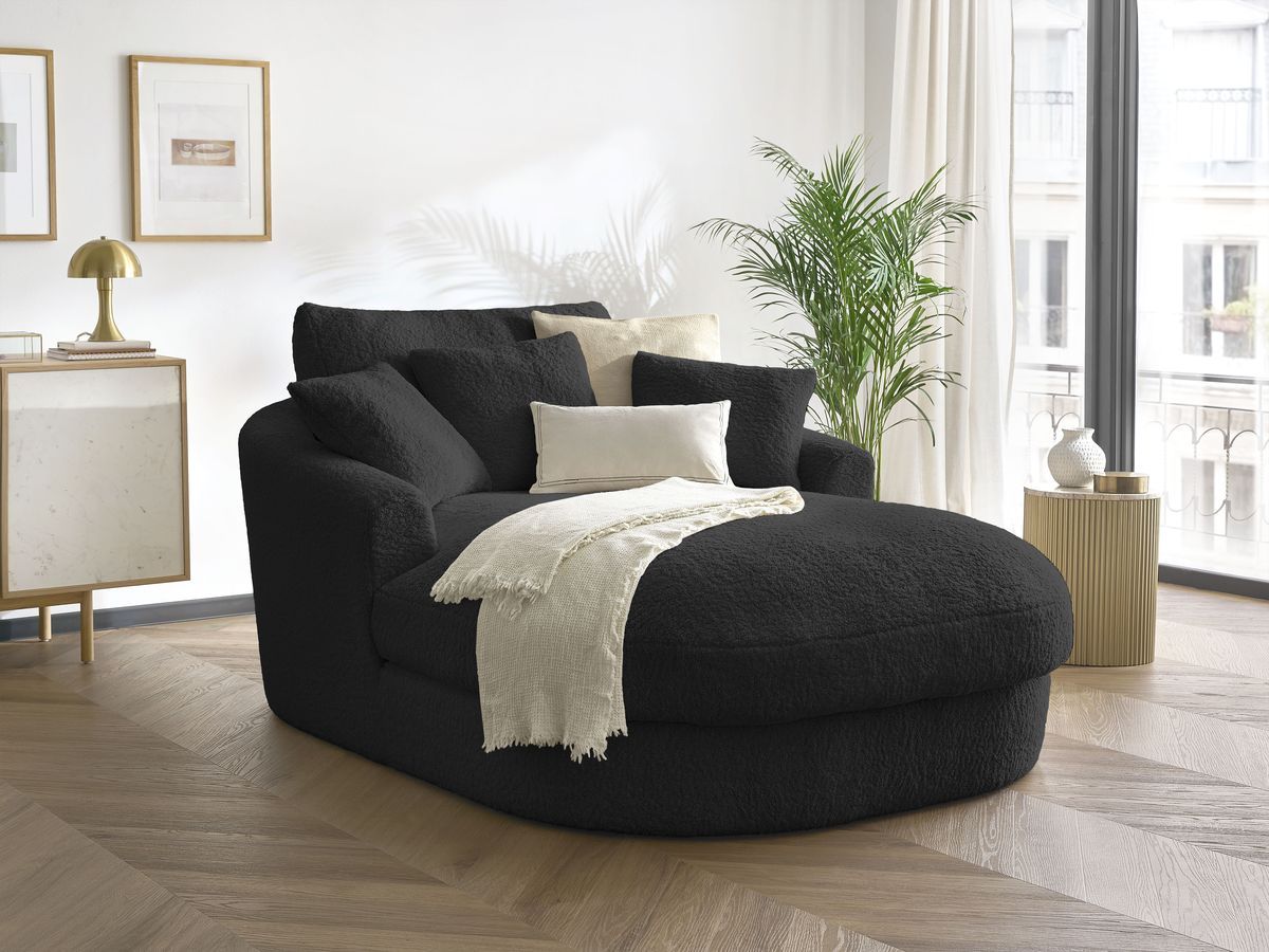 Bobochic Belem Méridienne-Modul Bouclé-Stoff Schwarz
