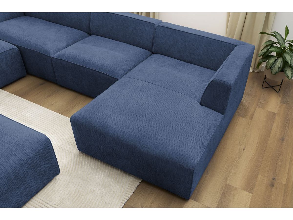 Bobochic Megeve Wohnlandschaft mit Pouf Strukturstoff Dunkelblau Ecke rechts