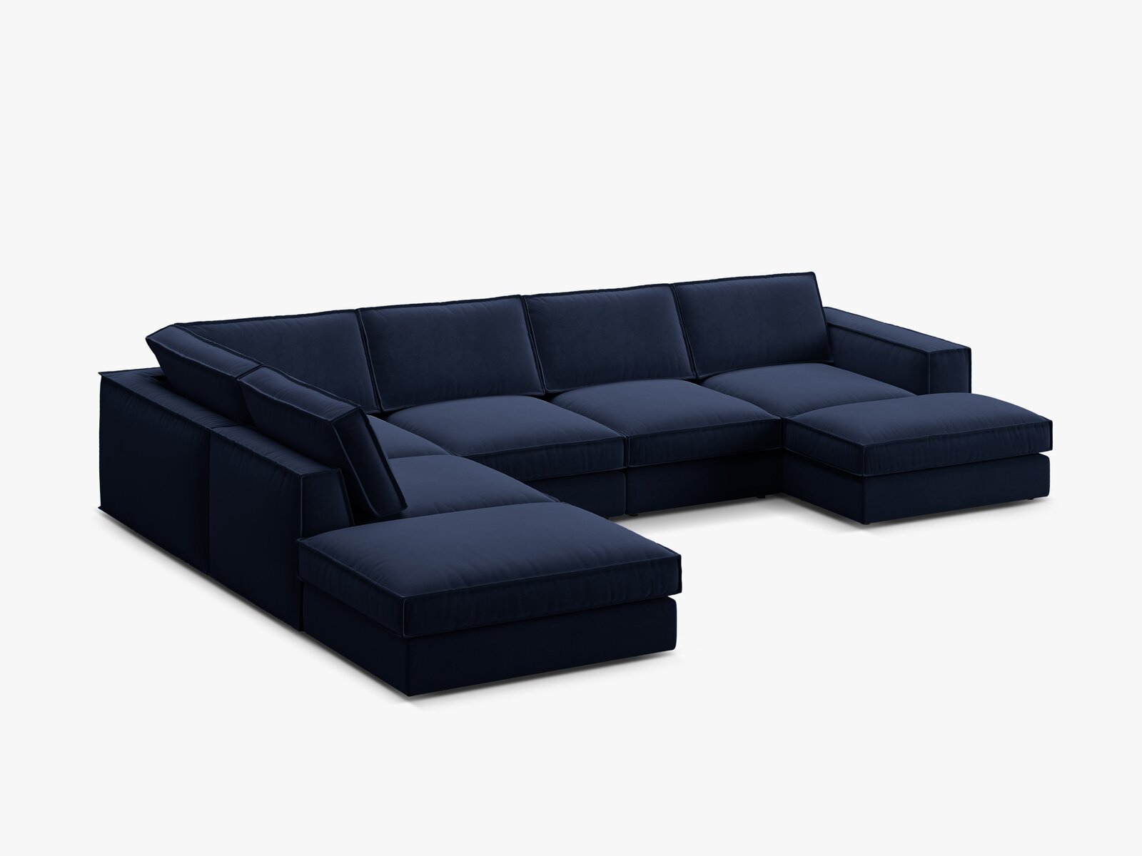 Micadoni modulares Panorama Ecksofa Pola 5-Sitzer Links Samt Salvador Königsblau