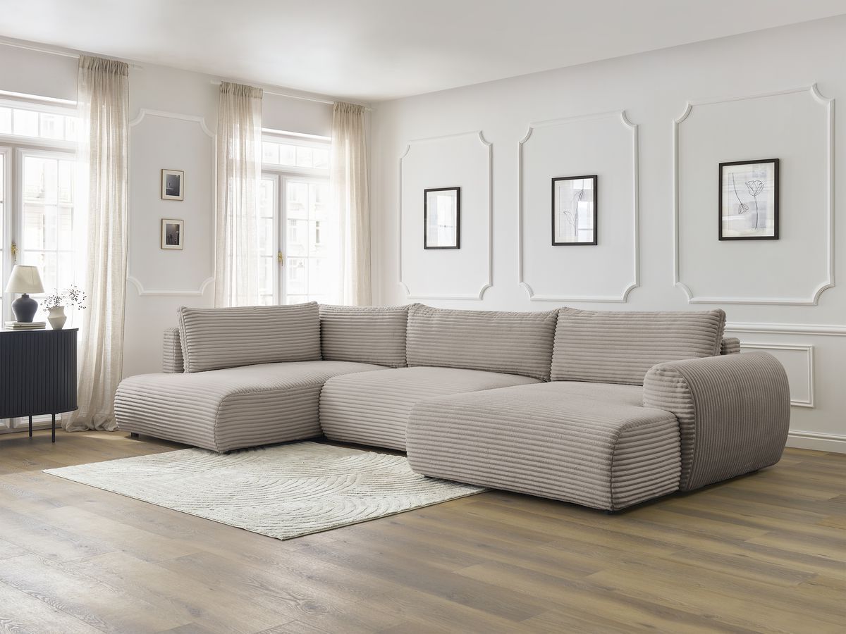 Bobochic Lucien Wohnlandschaft Breitcord weich Taupe Ecke rechts
