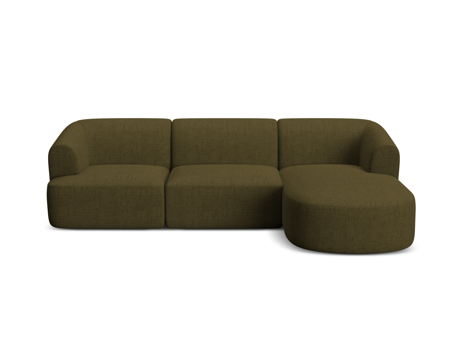 Cosmopolitan Design Ecksofa Campi 4-Sitzer Strukturierter Stoff Moly Grün Rechts