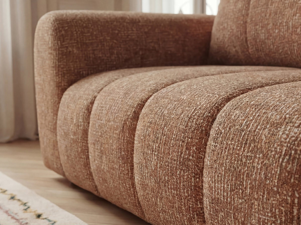 Bobochic Nesty Ecksofa 272 cm mit Pouf Melange-Stoff Orange Ecke rechts