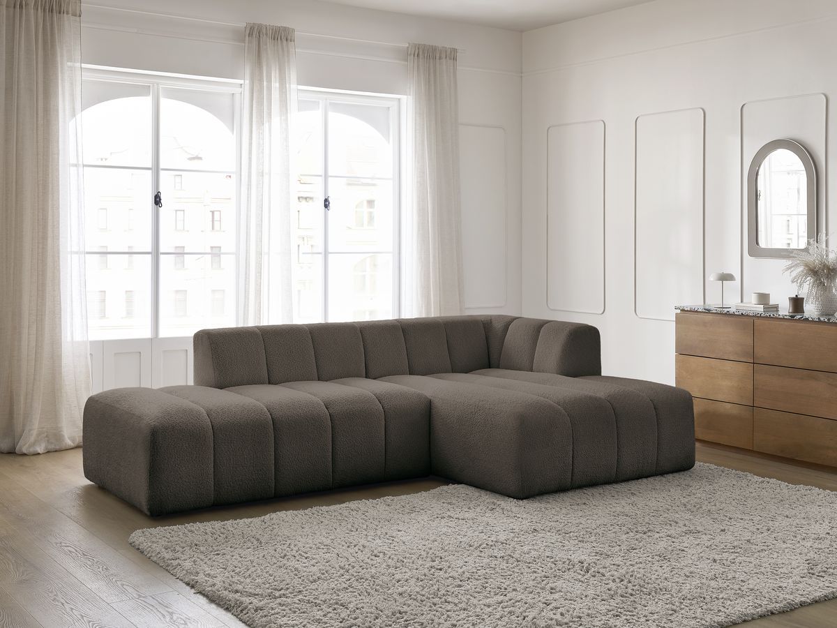 Bobochic Annecy Ecksofa Bouclé-Stoff Braun Ecke rechts