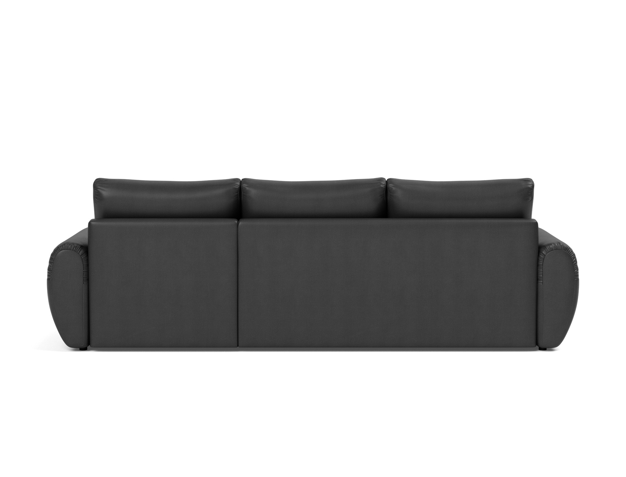 Schlafsofa Norum mit Chaiselongue und Curve-Armlehnen Lederoptik Faunal 550-Black