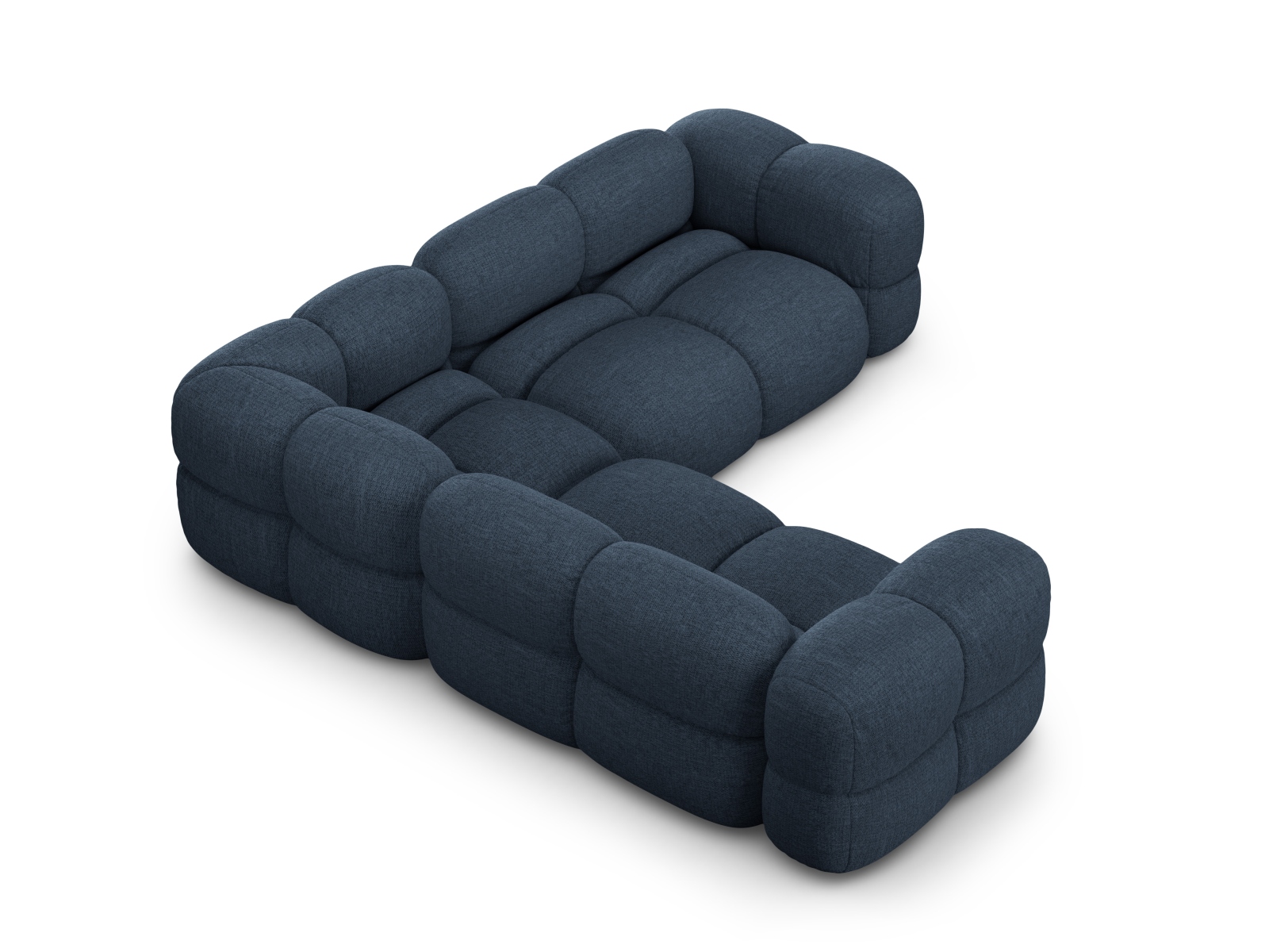 Cosmopolitan Design Symmetrisches Ecksofa Loretto 4-Sitzer Strukturierter Stoff Sorella Dunkelblau
