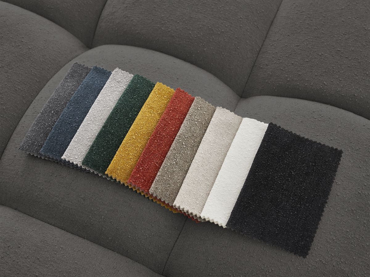 Bobochic Everest Ecksofa, 10 Kissen Strukturstoff Dunkelgrau Ecke rechts