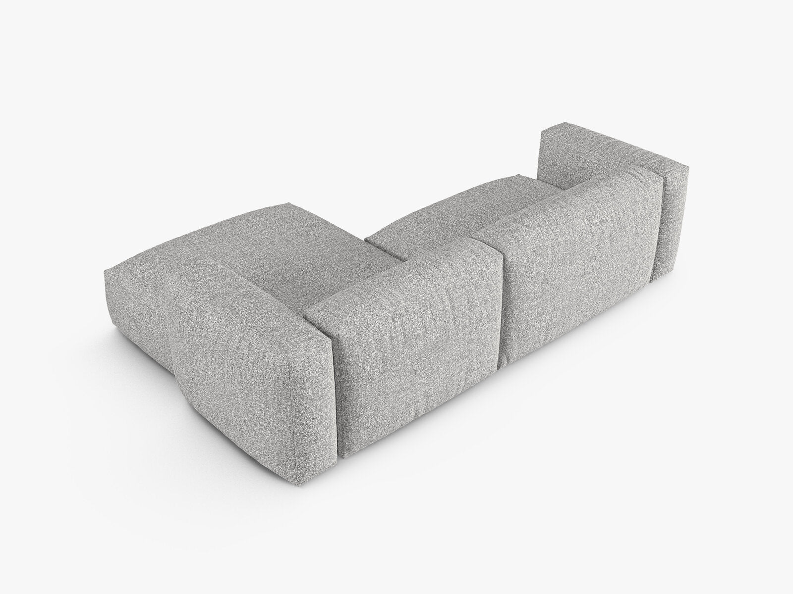 Micadoni Ecksofa Martina 2-Sitzer 90cm Sitztiefe Rechts Boucle Monet Silber