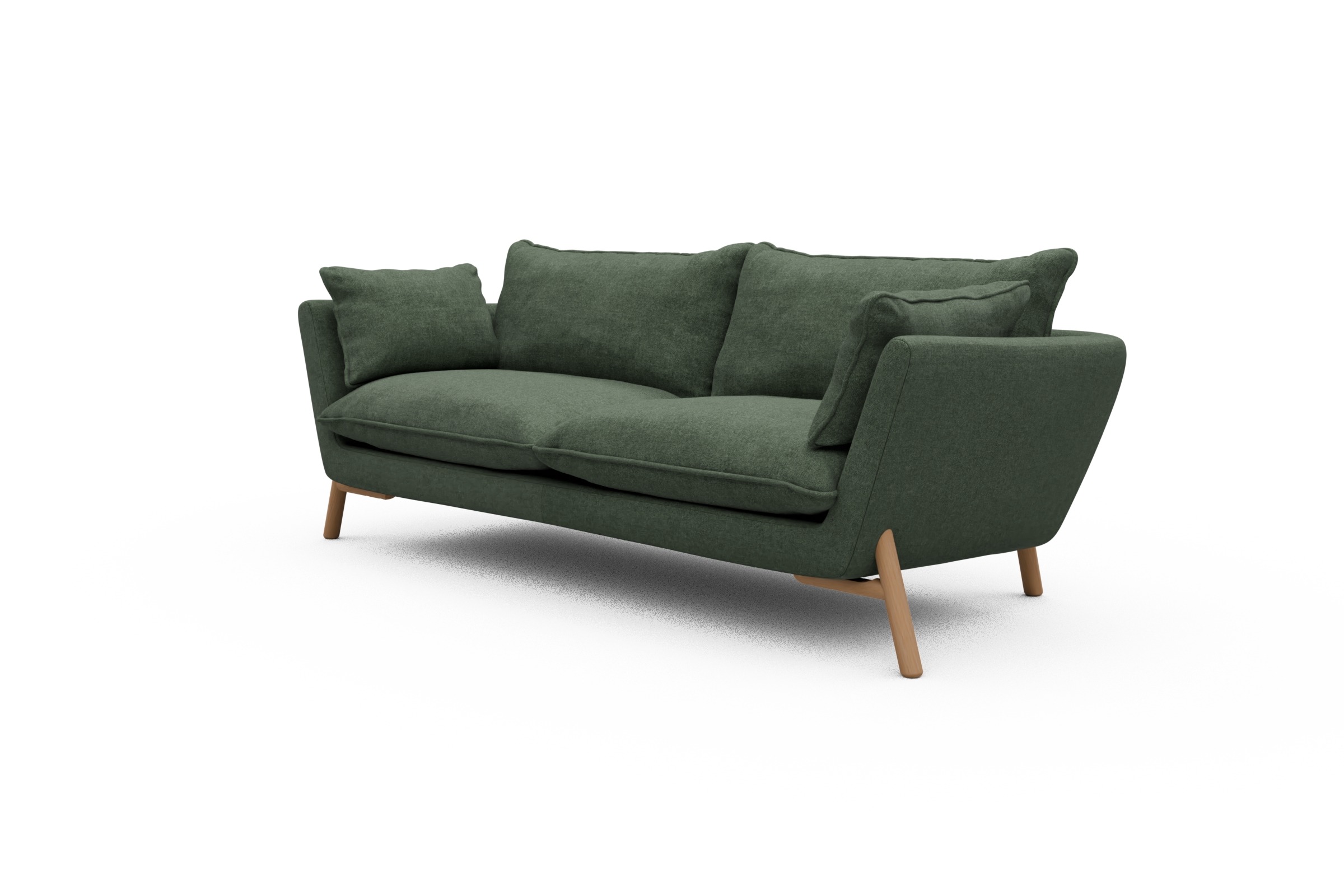 Sofa Emil PREMIUM 3-Sitzer Beinfarbe Eiche Natur Casone-Forest-Green