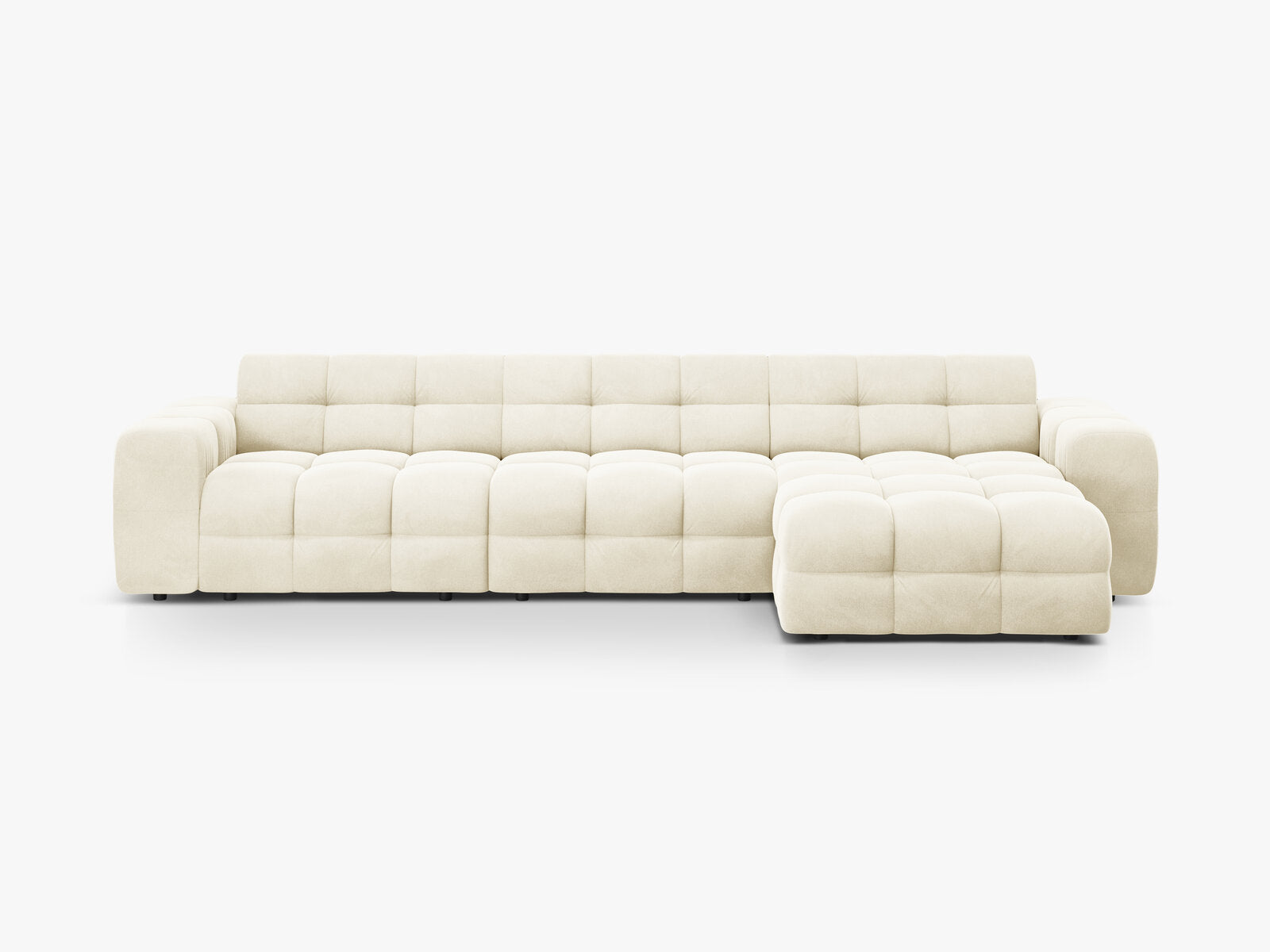Micadoni Ecksofa Kendal 5-Sitzer Rechts Samt Elfenbein