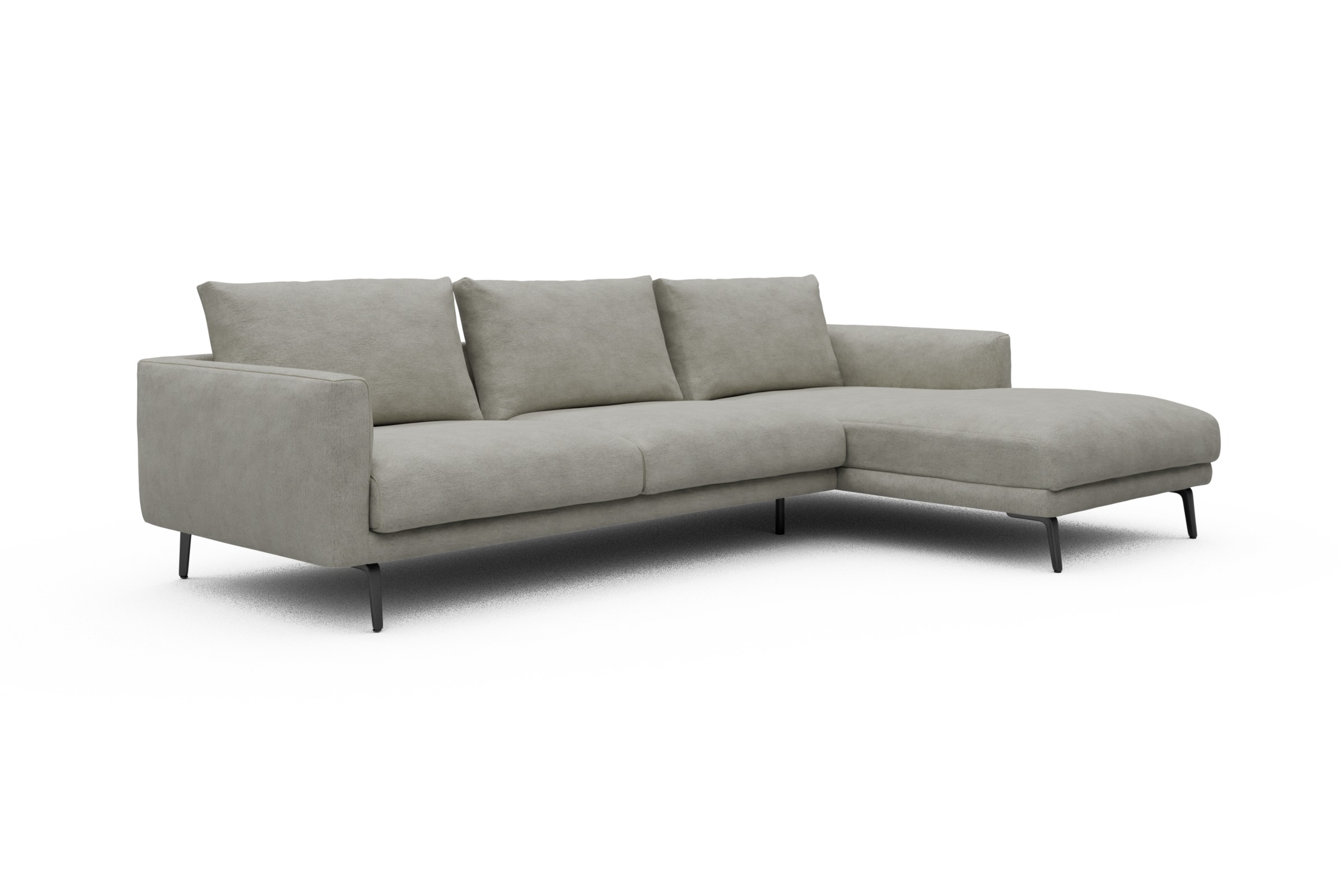 Ecksofa Karl Chaiselongue rechts mit 2,5-Sitzer Carreno-Moon-Stone-White