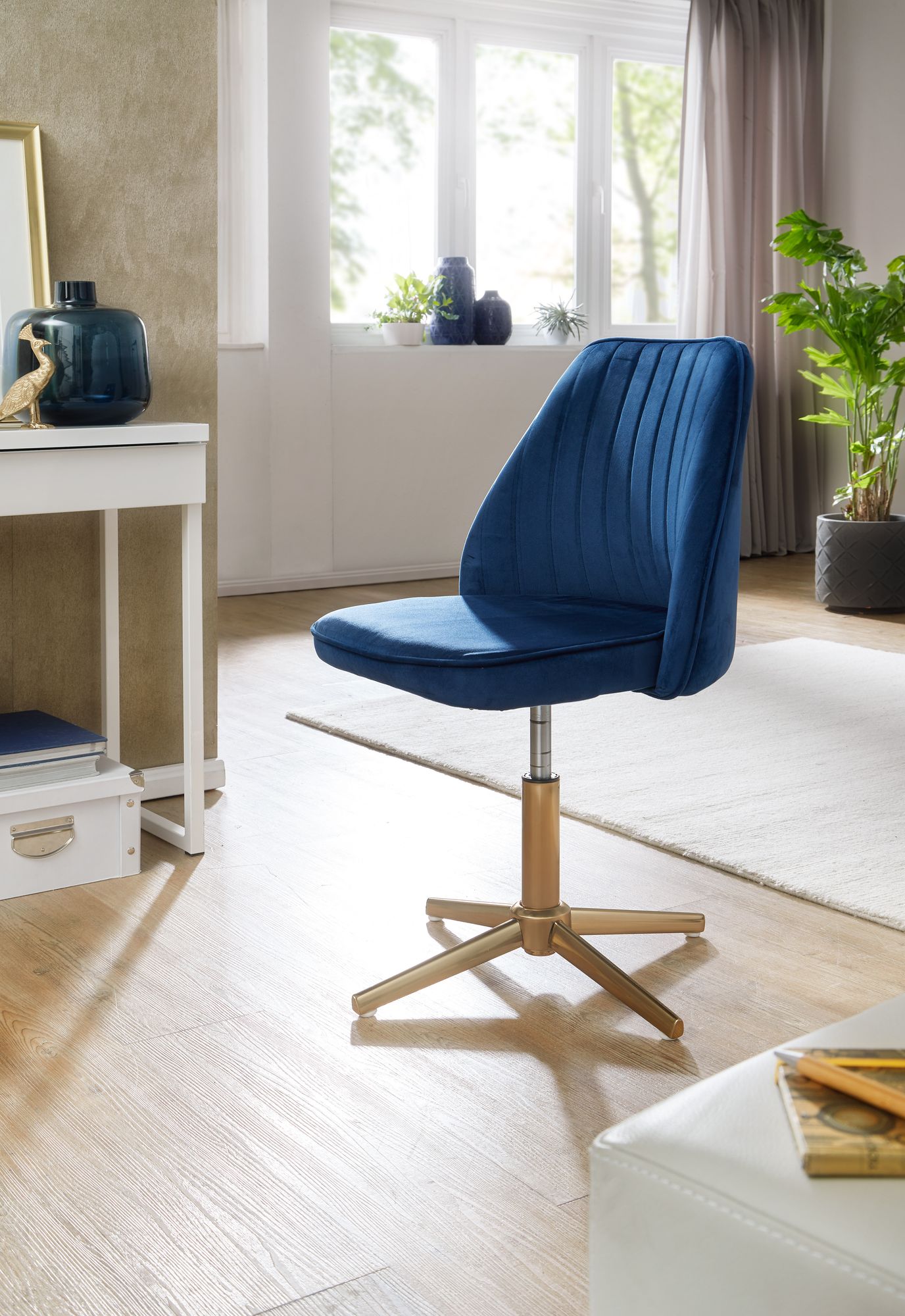 Esszimmerstuhl Oravik Samt Blau