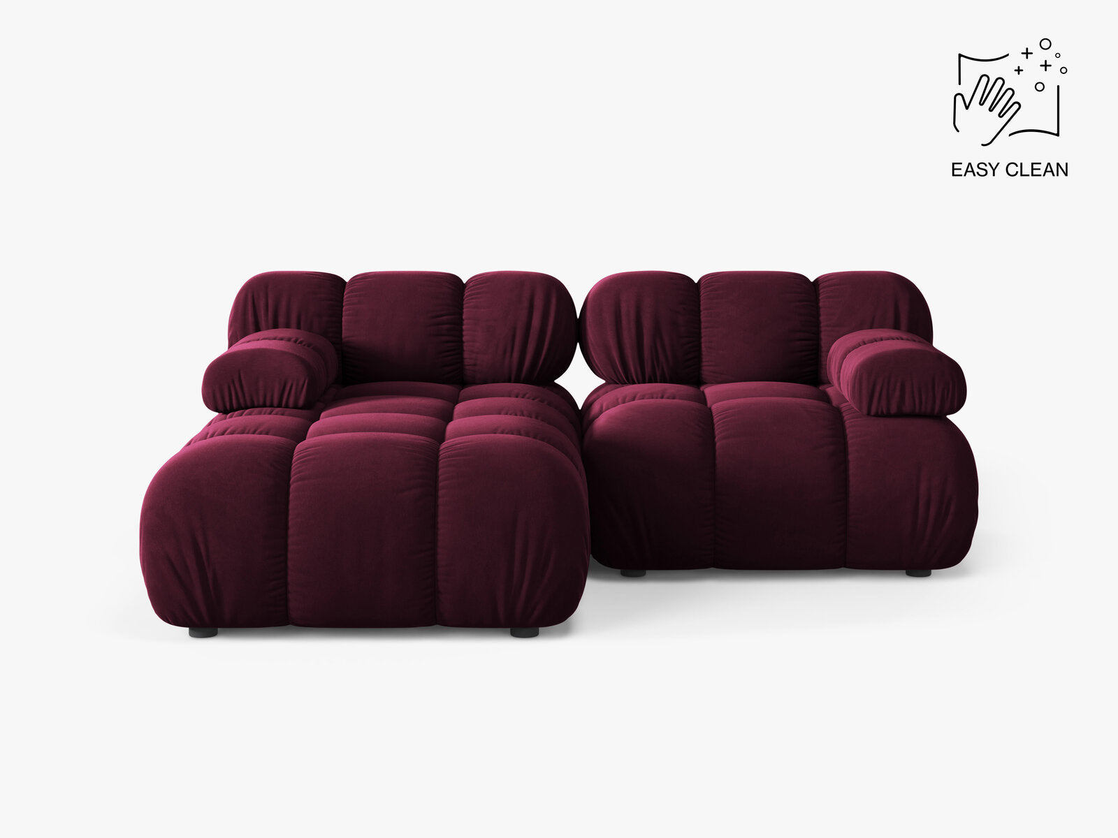 Micadoni Modulares Ecksofa Bellis 3-Sitzer Links Samt Venus Burgunder