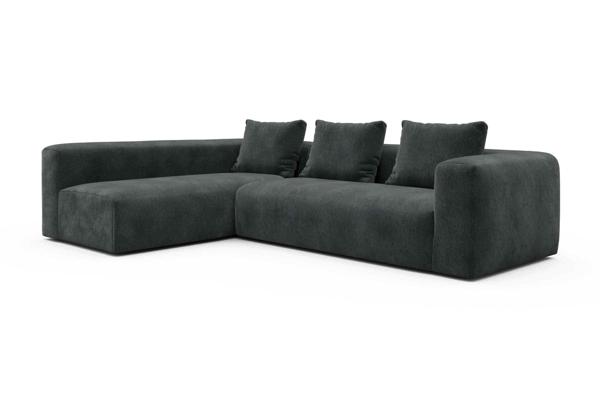 Ecksofa Fred 2x 2,5-Sitzer links offen Smooth-Deep-Warm-Grey