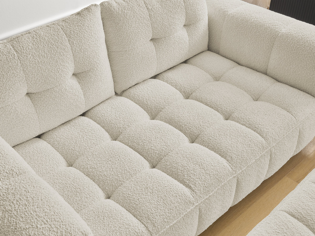 Bobochic Anis Sofa 2-Sitzer mit Pouf Bouclé-Stoff Beige