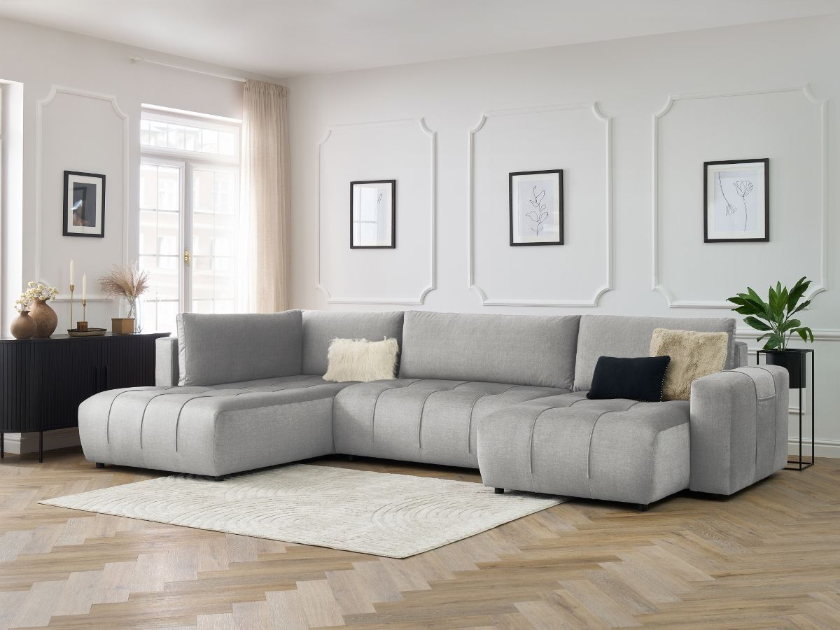 Bobochic Arsene Wohnlandschaft Samt Hellgrau Ecke rechts