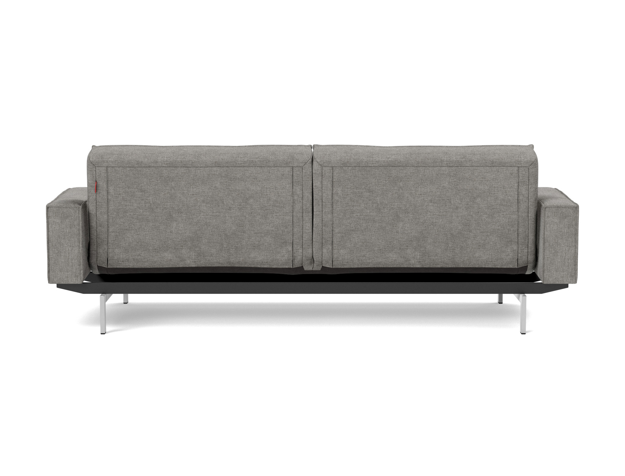 Schlafsofa Splitback mit Armlehnen Flachgewebe Avella 282-Warm-Grey Beine Chrom