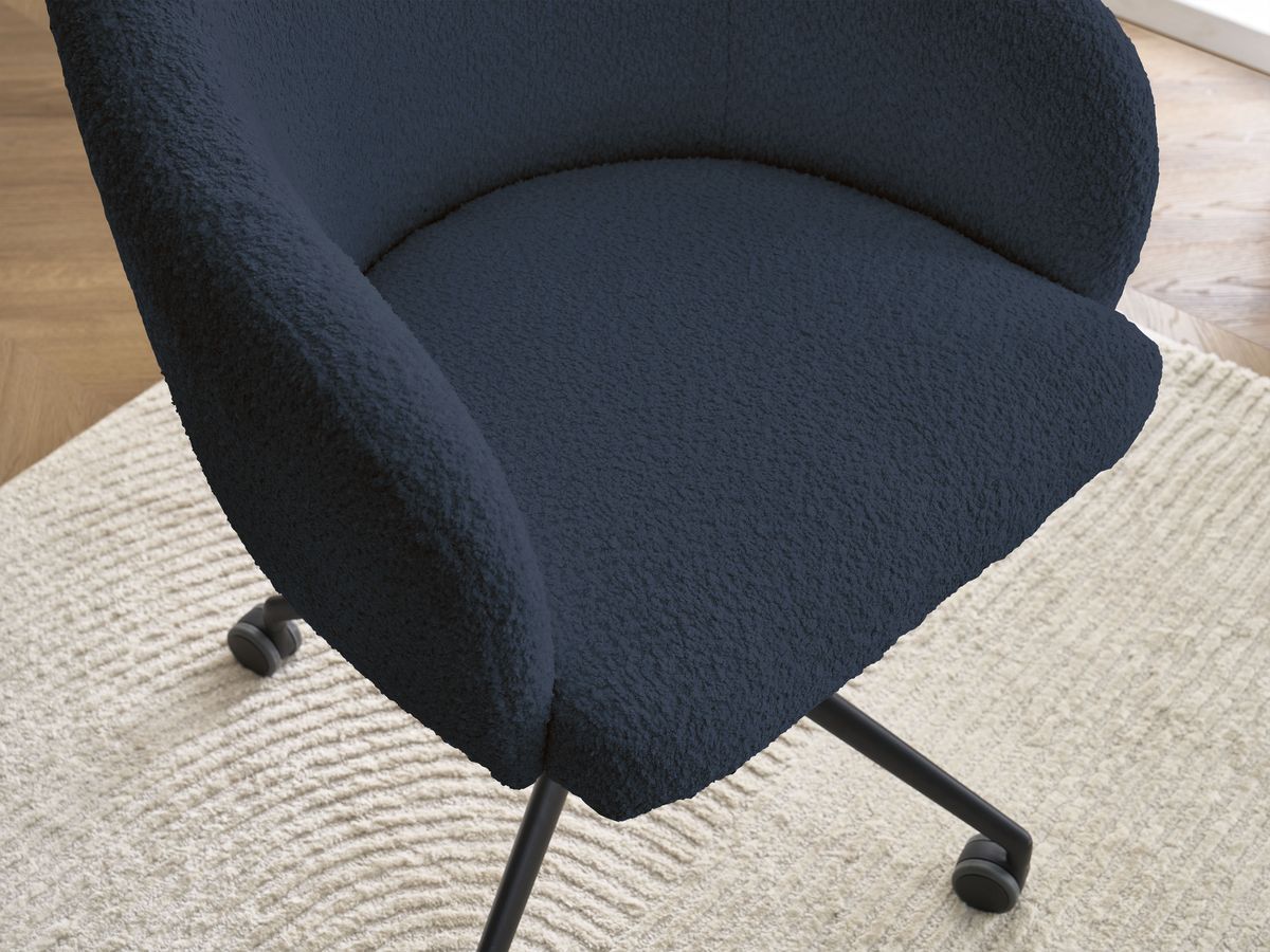 Bobochic Sophie Bürostuhl Bouclé-Stoff Dunkelblau