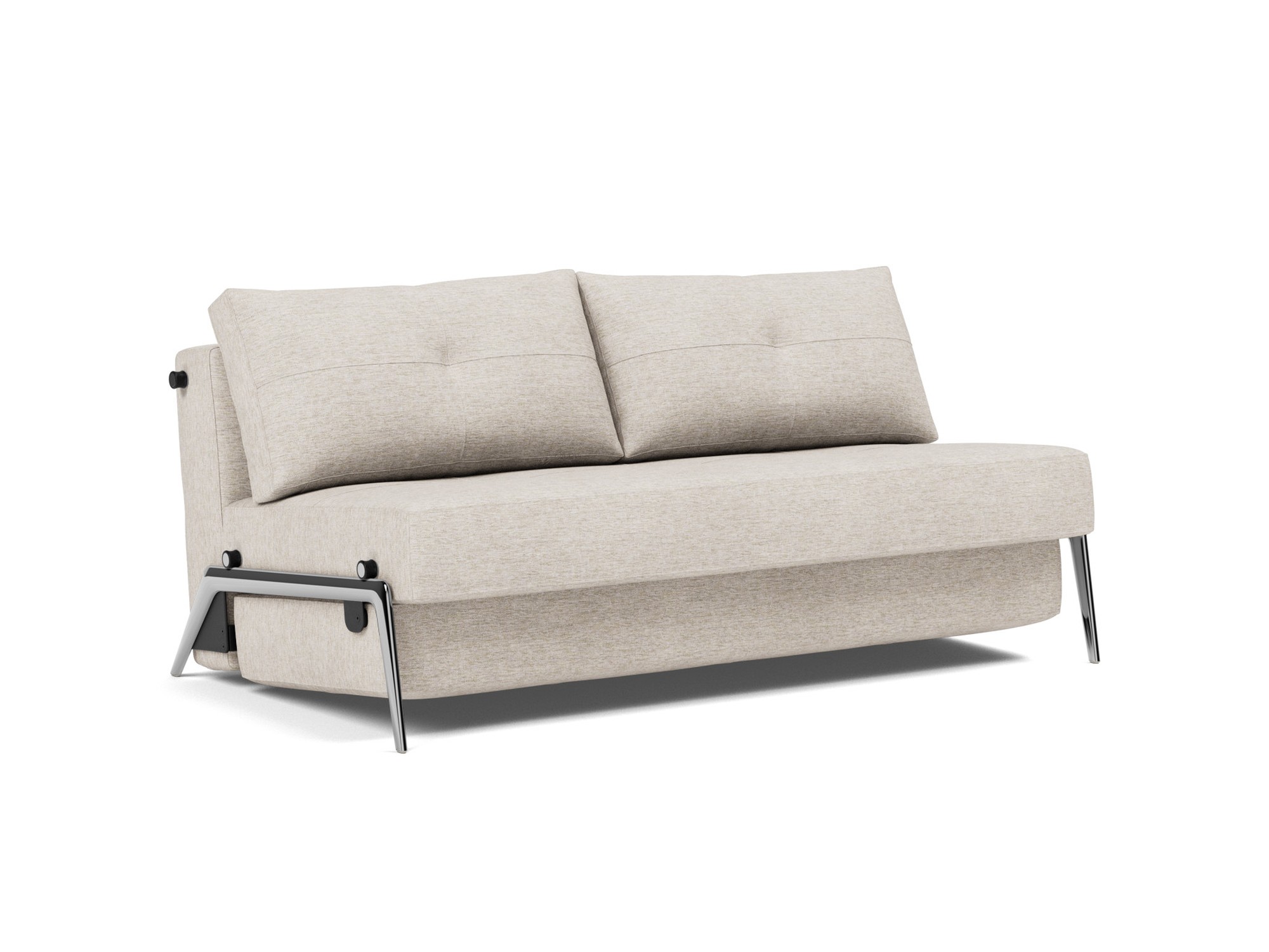 Schlafsofa Cubed 160 Chenille Yuveno 470-Natural Beine Aluminium