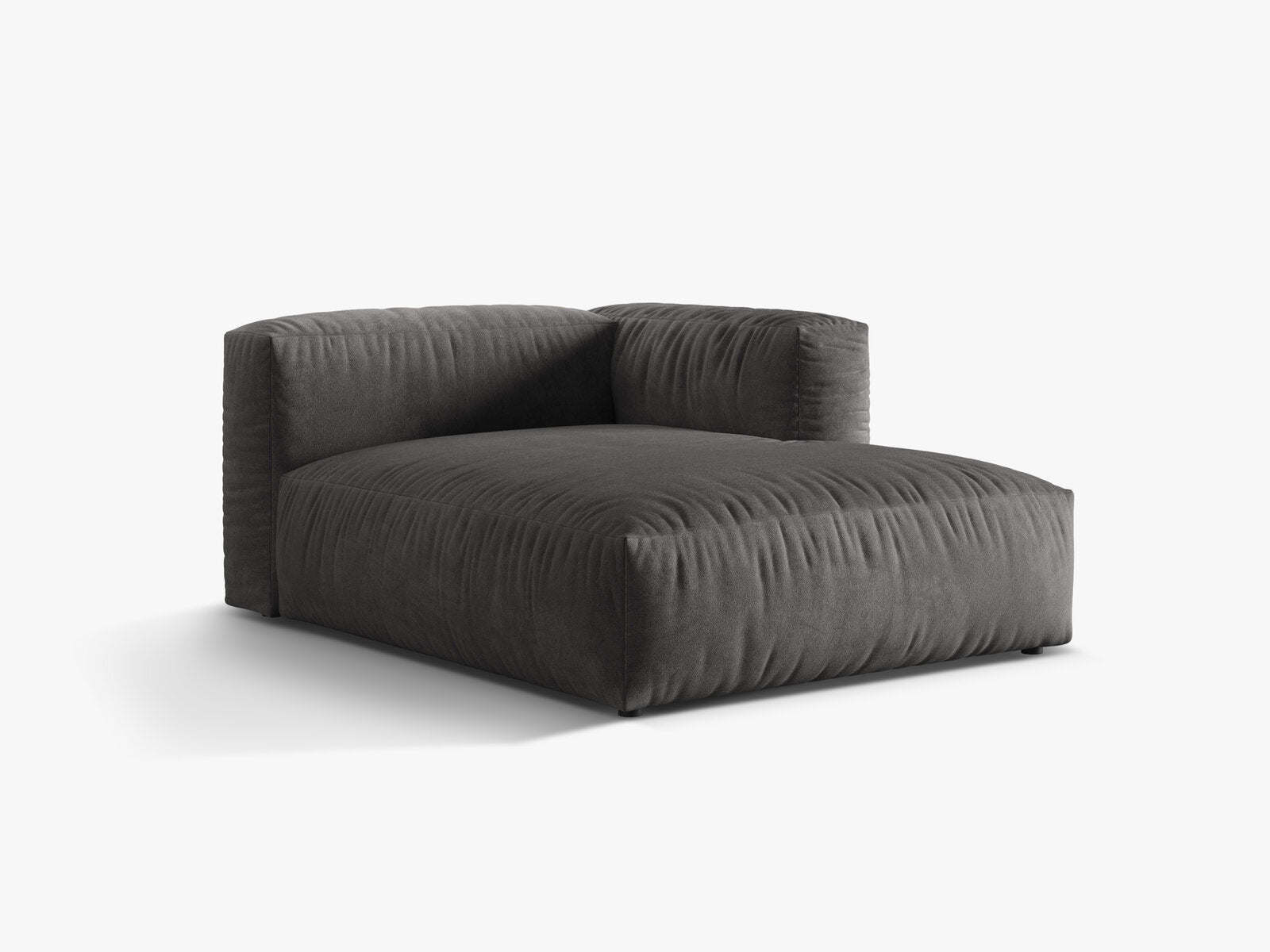 Micadoni Recamiere Martina 1-Sitzer Rechts Samt Vogue Grau