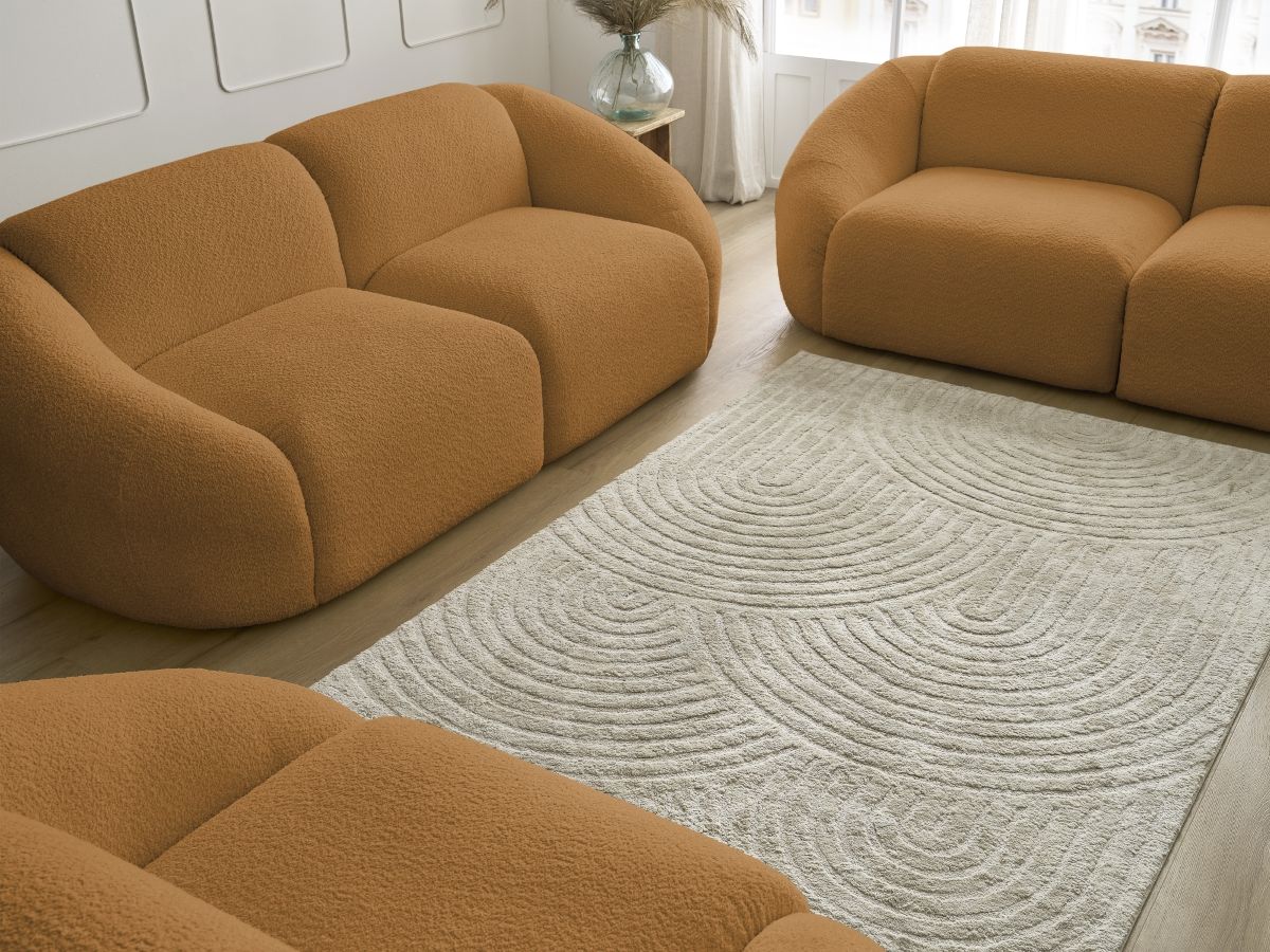 Bobochic Tina Sofa 6-Sitzer Bouclé-Stoff Gelb
