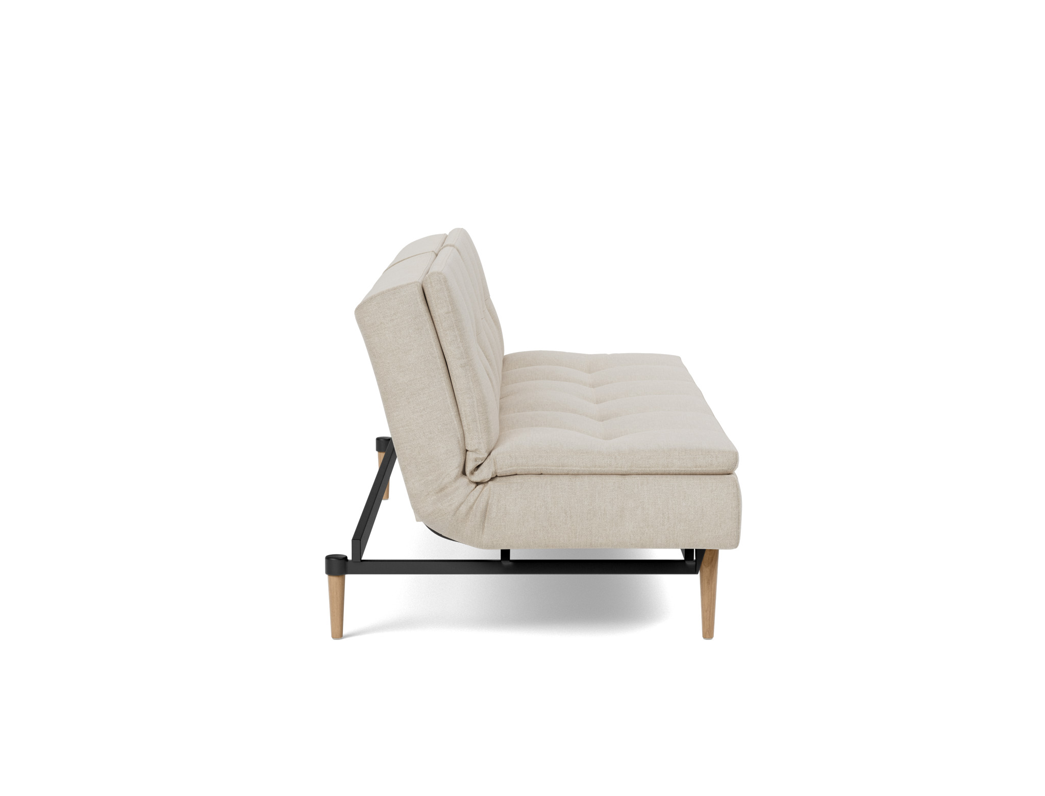 Schlafsofa Dublexo Flachgewebe Phobos 586-Latte Beine Styletto Eiche hell