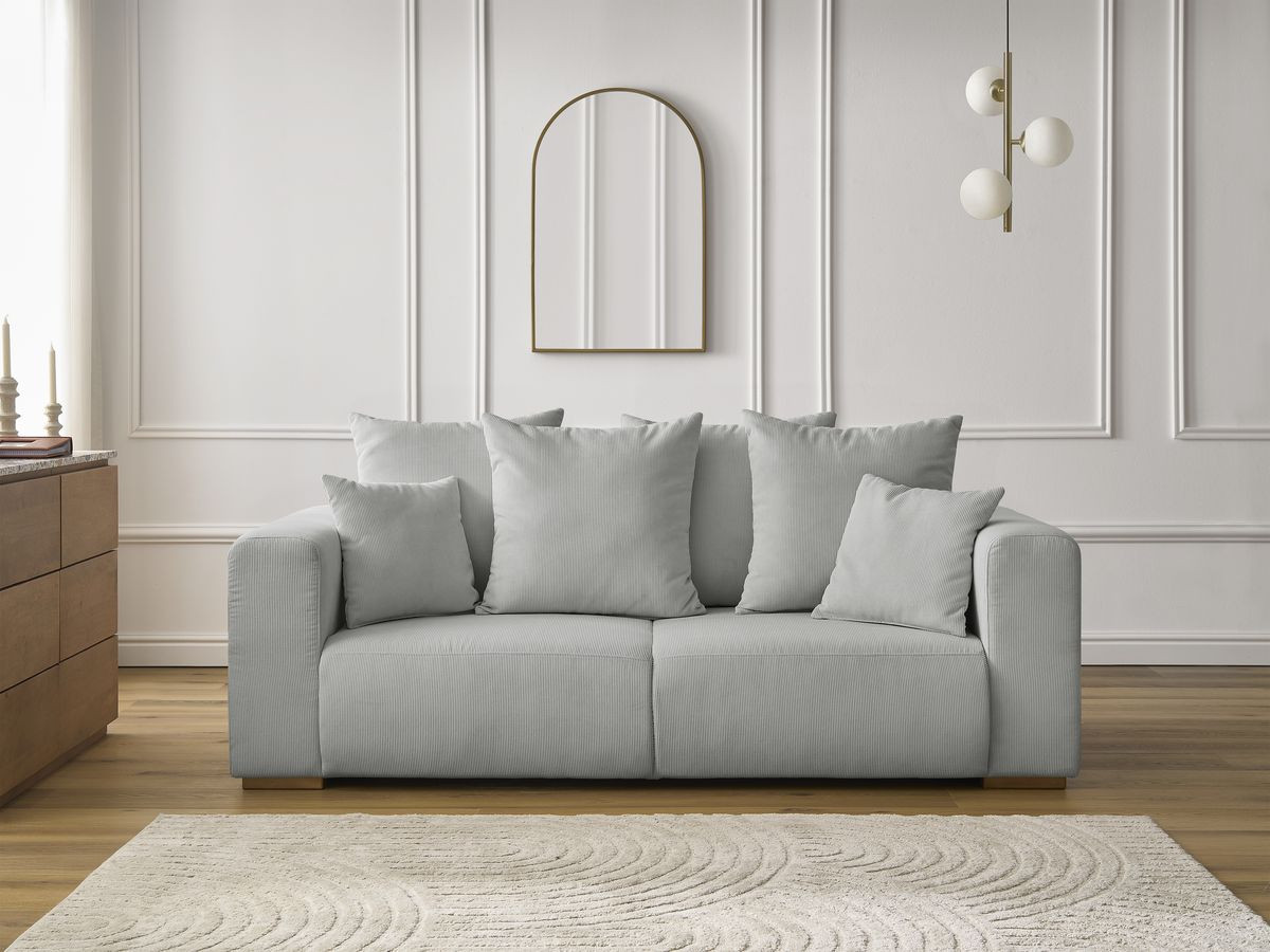 Bobochic Sidonie Sofa 2-Sitzer Cordsamt Hellgrau