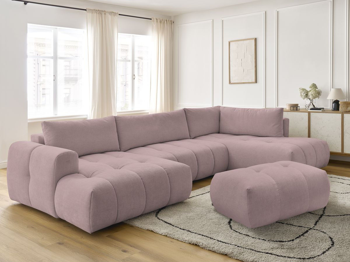 Bobochic Fuji Wohnlandschaft mit Pouf Stoff Rosa Ecke links