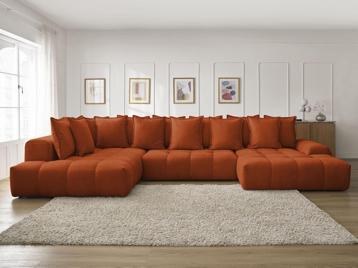 Bobochic Everest Wohnlandschaft, 14 Kissen Strukturstoff Orange Ecke rechts