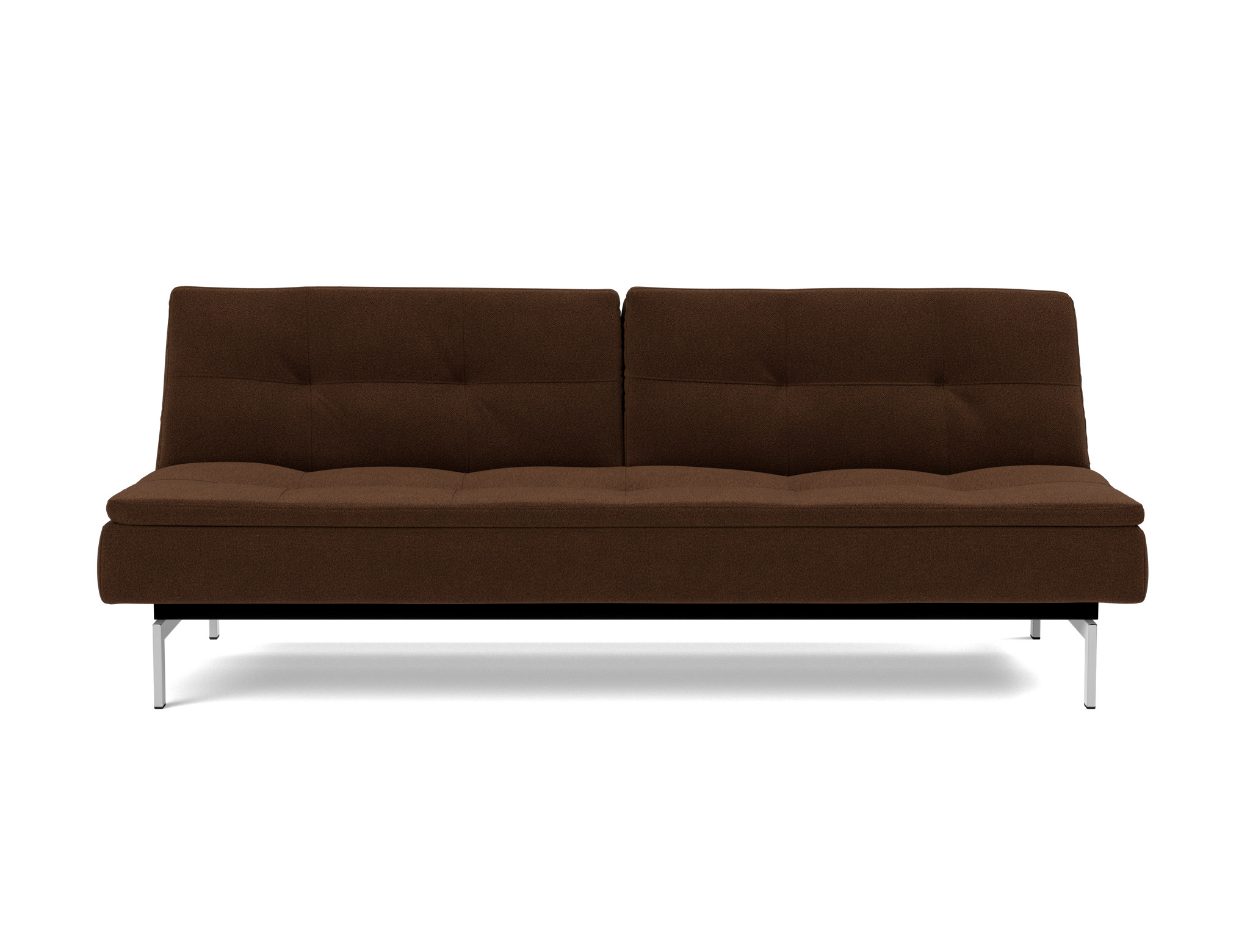 Schlafsofa Dublexo Strukturierter Stoff Taura 359-Cappuccino Beine Chrom