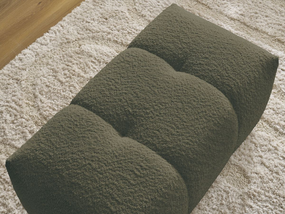 Bobochic Roxelane Pouf Bouclé-Stoff Grün