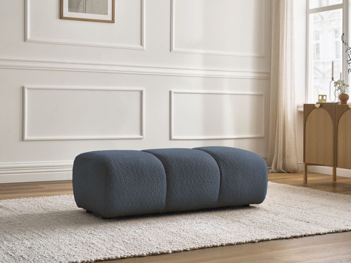 Bobochic Pamira Pouf Bouclé-Stoff Dunkelblau