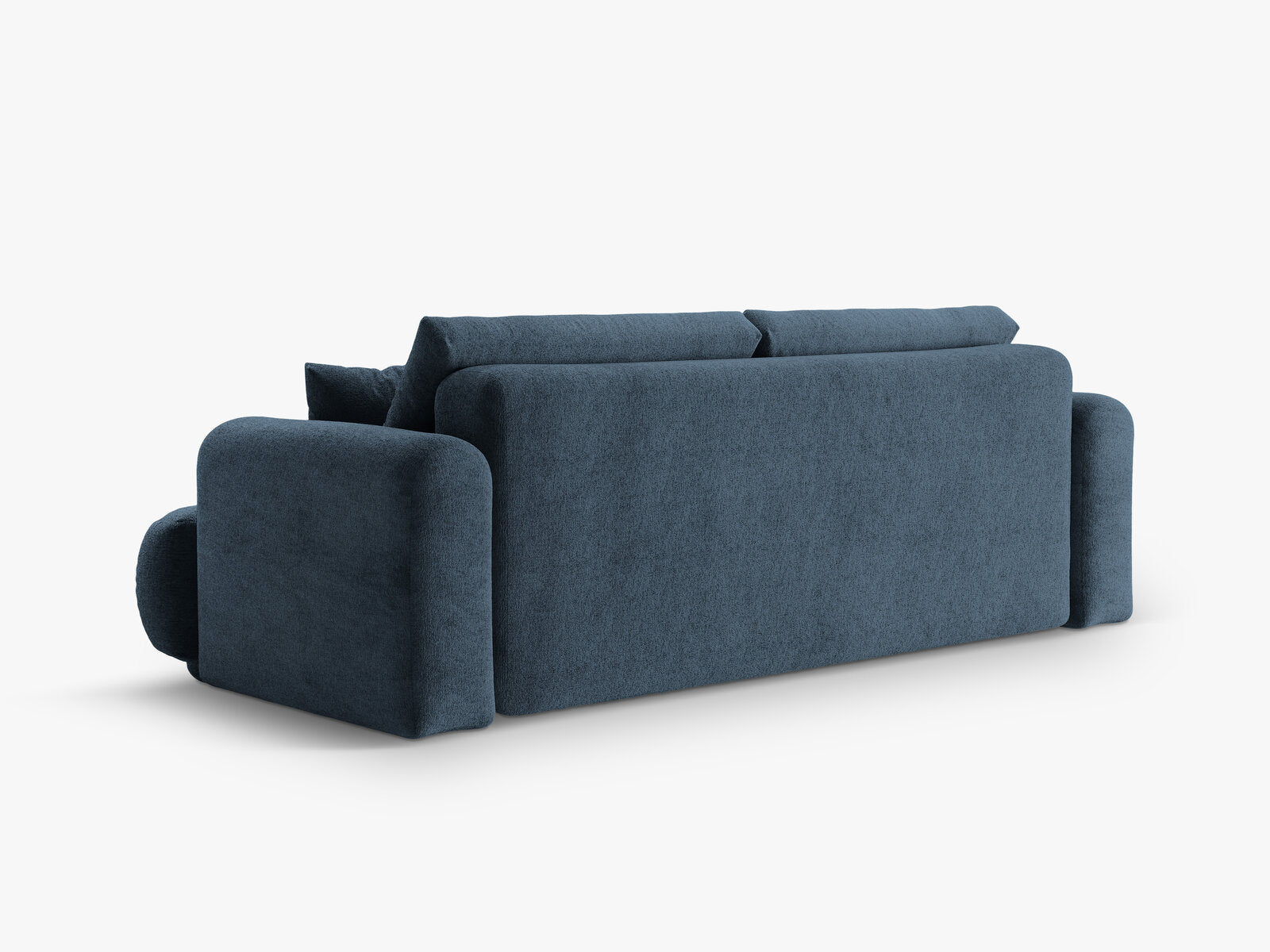 Micadoni Ella Schlafsofa 3-Sitzer mit Bettkasten Strukturierter Stoff Sorella Dunkelblau