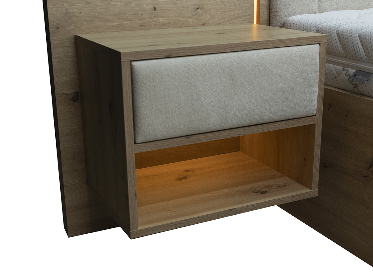 Bobochic Palmeraie Polsterbett mit Bettkasten Strukturstoff Beige, Liegefläche 140 × 190 cm