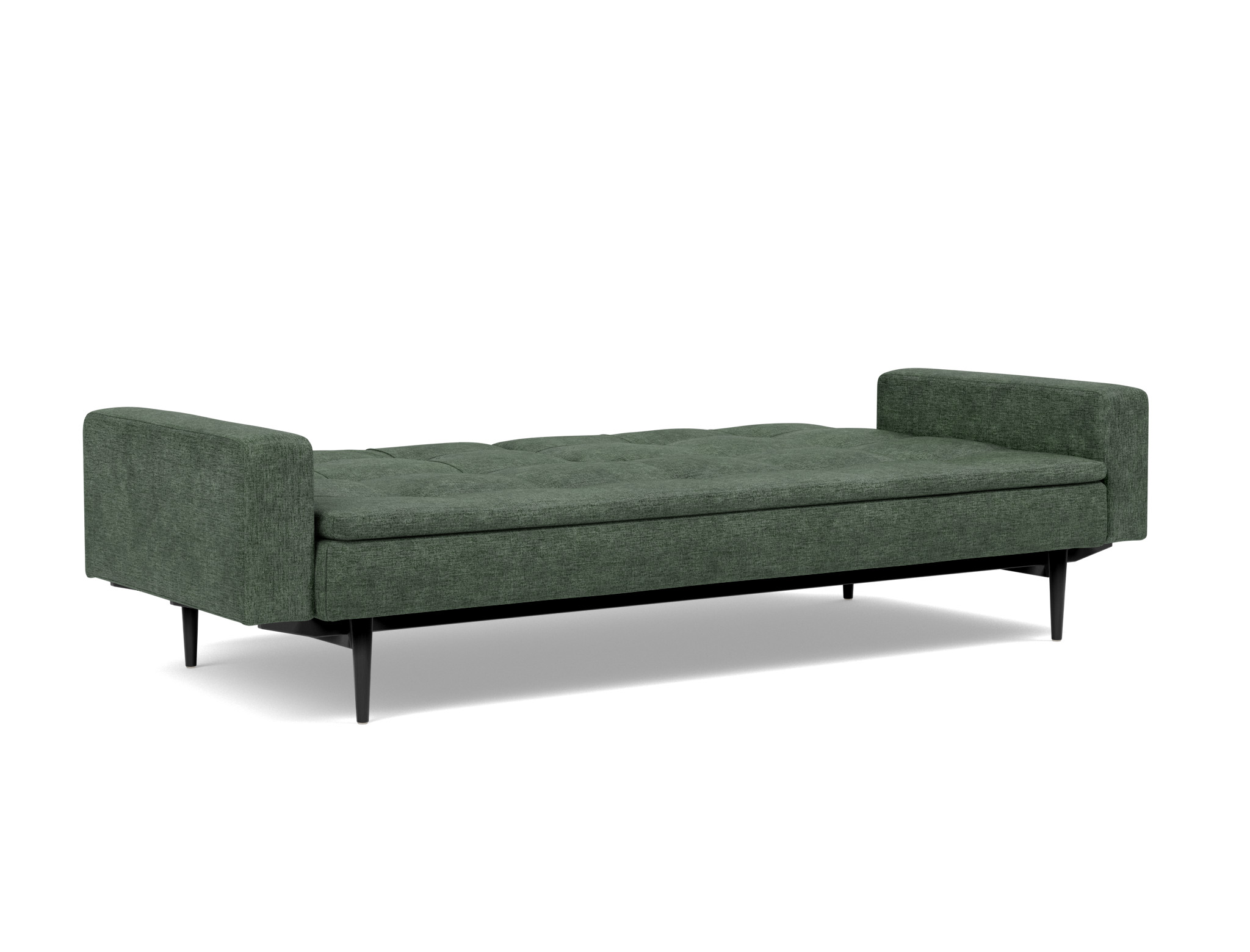 Schlafsofa Dublexo mit Armlehnen Flachgewebe Avella 281-Pine-Green Beine Styletto Eiche schwarz