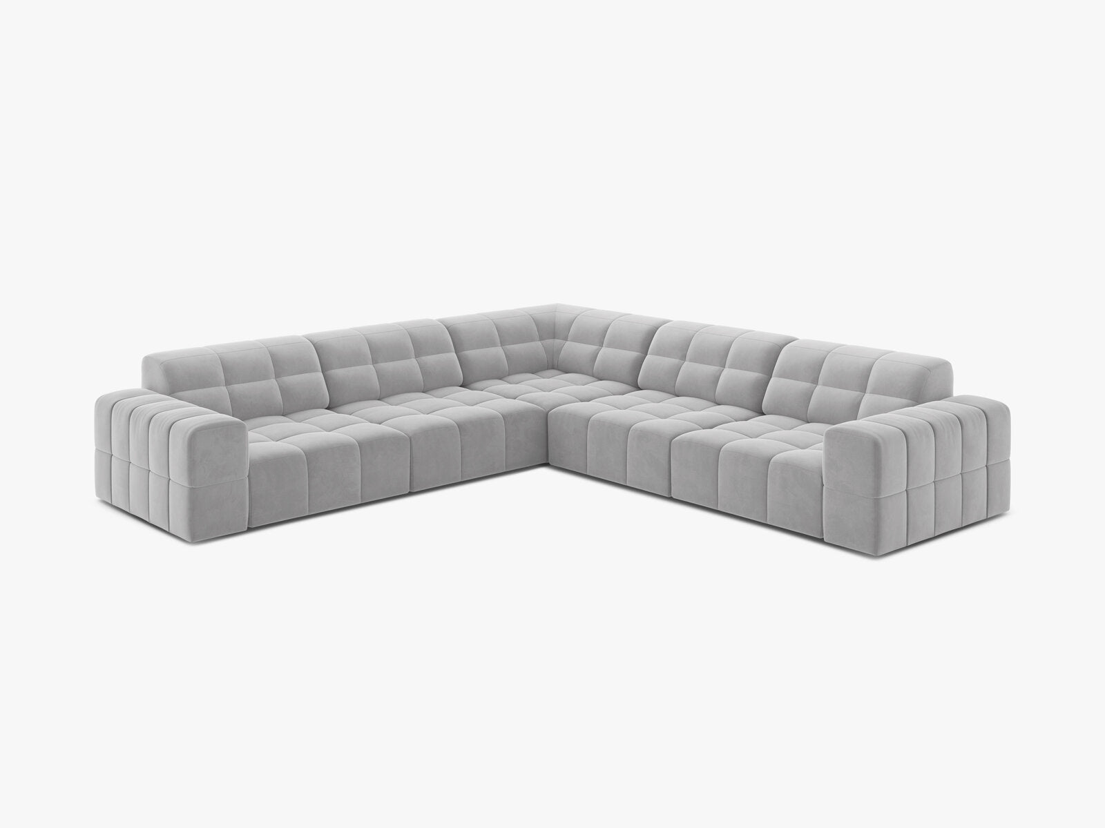 Micadoni Jennifer Modulares Ecksofa 7-Sitzer Samt Bluvel Silber