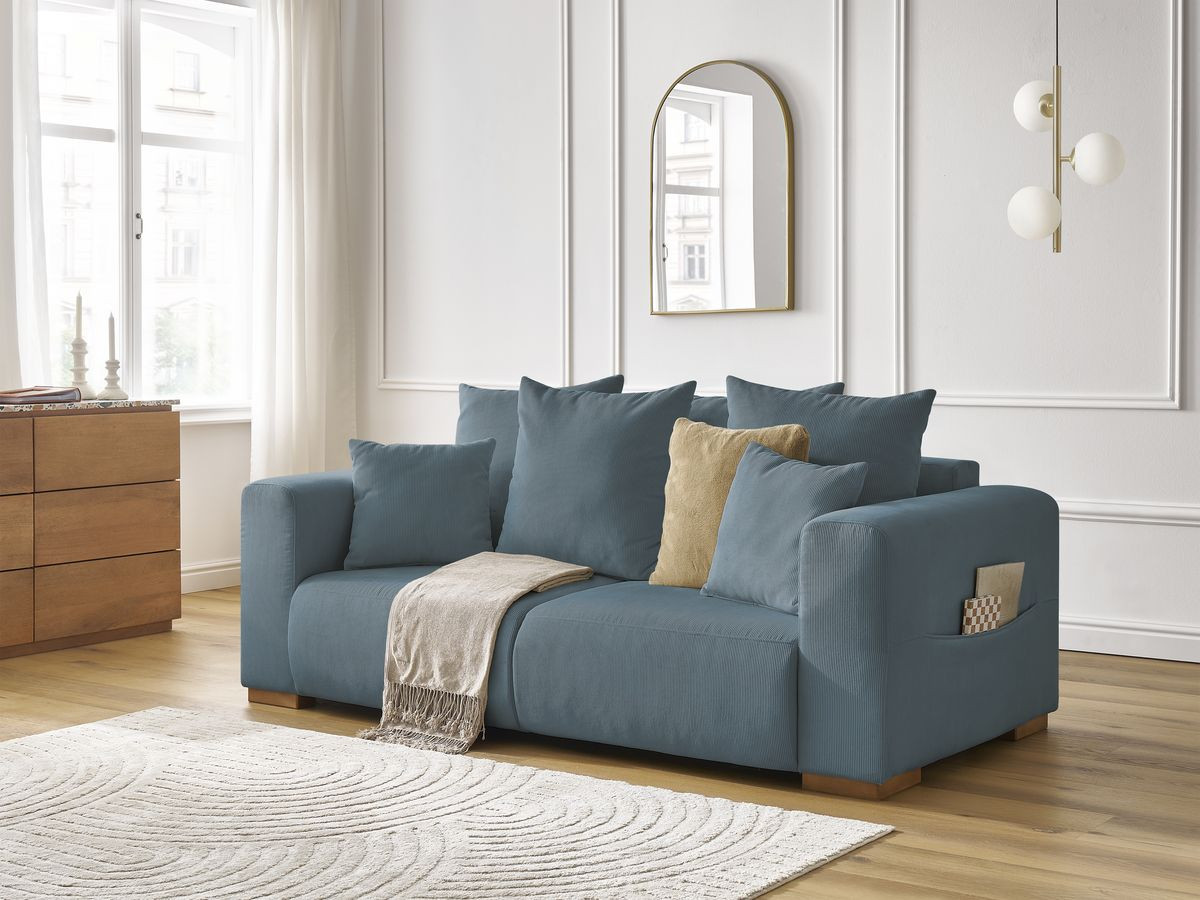 Bobochic Sidonie Sofa 2-Sitzer Cordsamt Dunkelblau