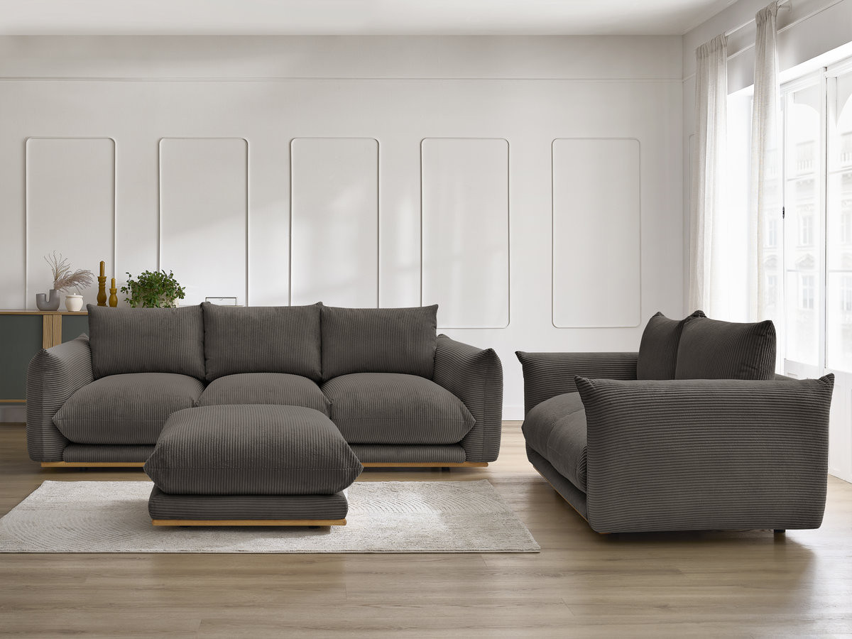 Bobochic Ernest Sofa 5-Sitzer mit Pouf Cordsamt Taupe