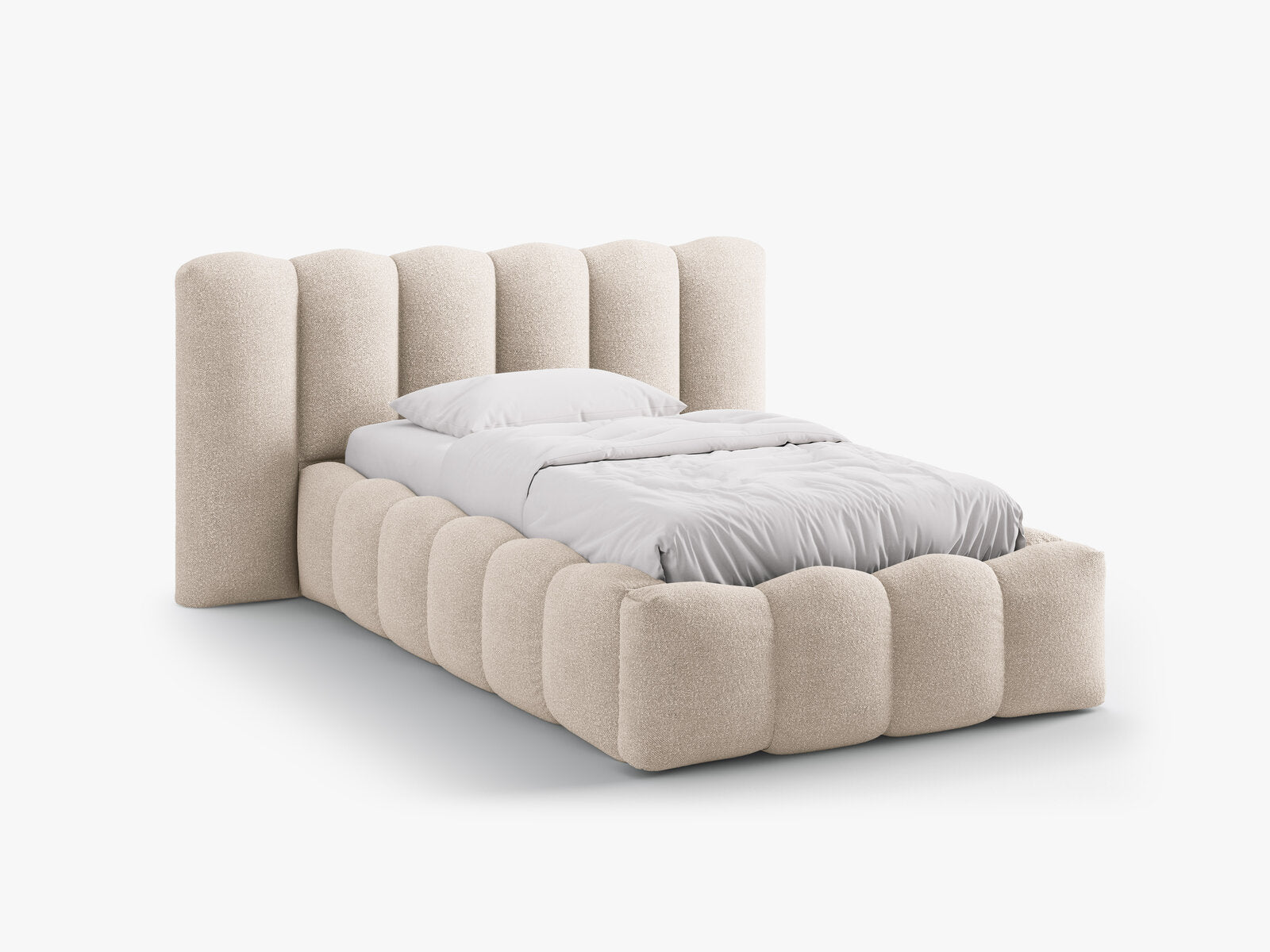 Micadoni Stauraumbett mit Kopfteil Lupine Boucle Baloo Beige