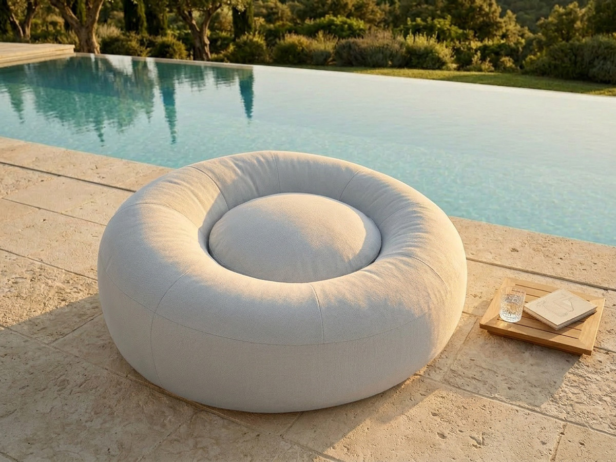 Bobochic Eloane Pouf Stoff Hellgrau, 150 cm