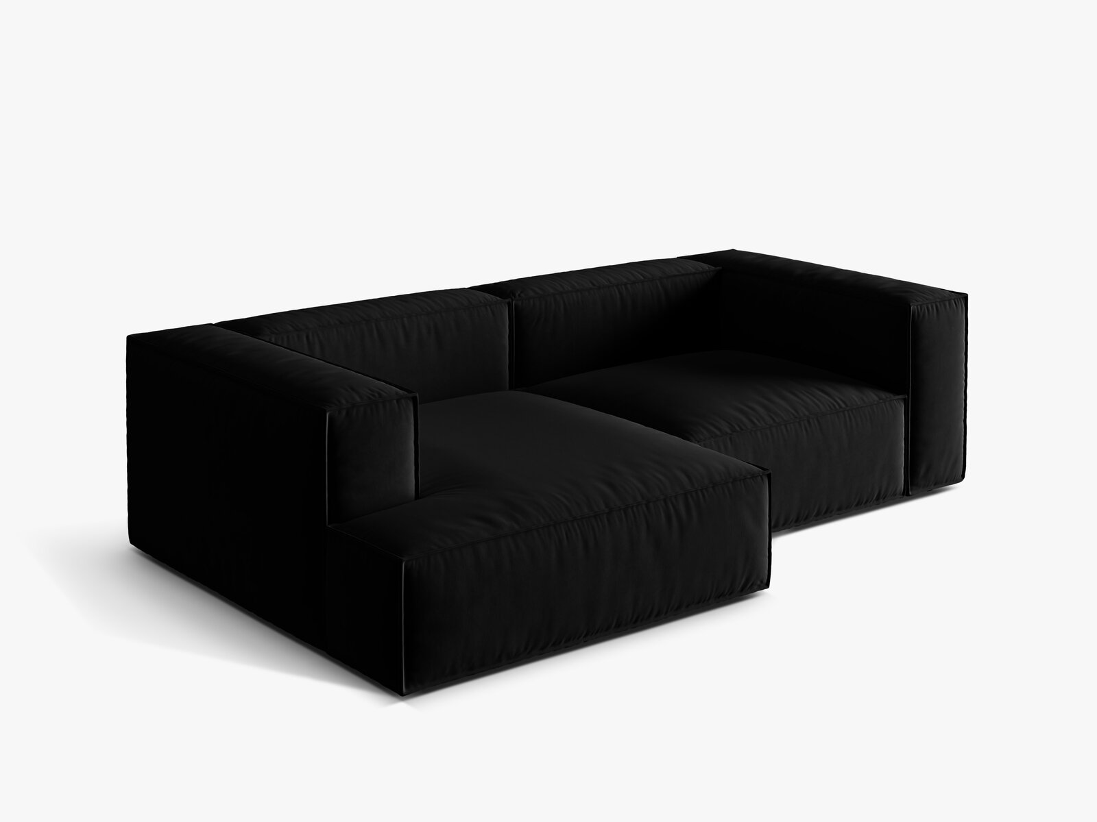 Micadoni Ecksofa Nuria 3-Sitzer Links Samt Schwarz