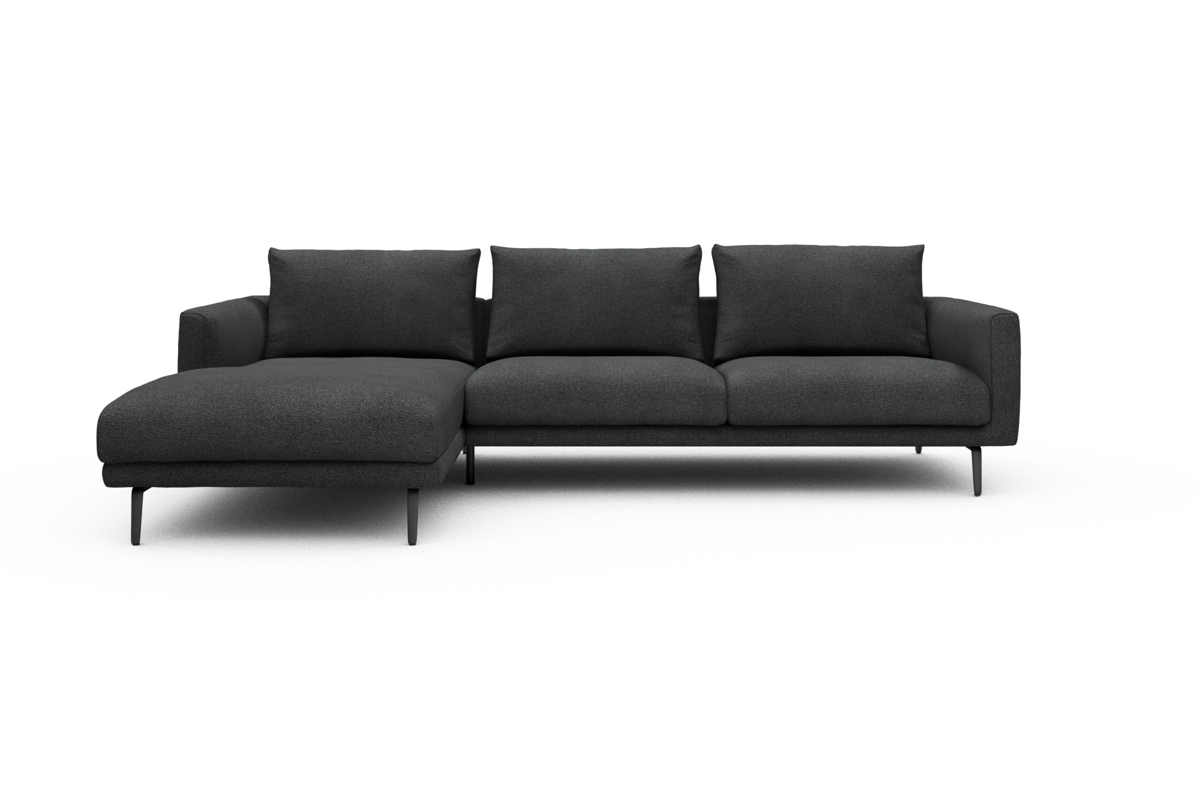 Skandi Home Ecksofa Karl Chaiselongue links mit 2,5-Sitzer Boucle-Charcoal moebelfaktor